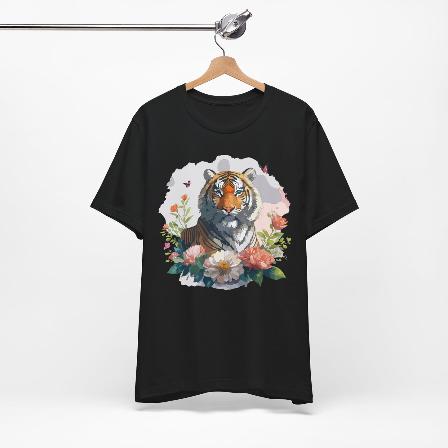 Floral Tiger Graphic Tee, Animal Shirt, Tiger Shirt, Flower Top, T-Shirt with Animal, Art Design