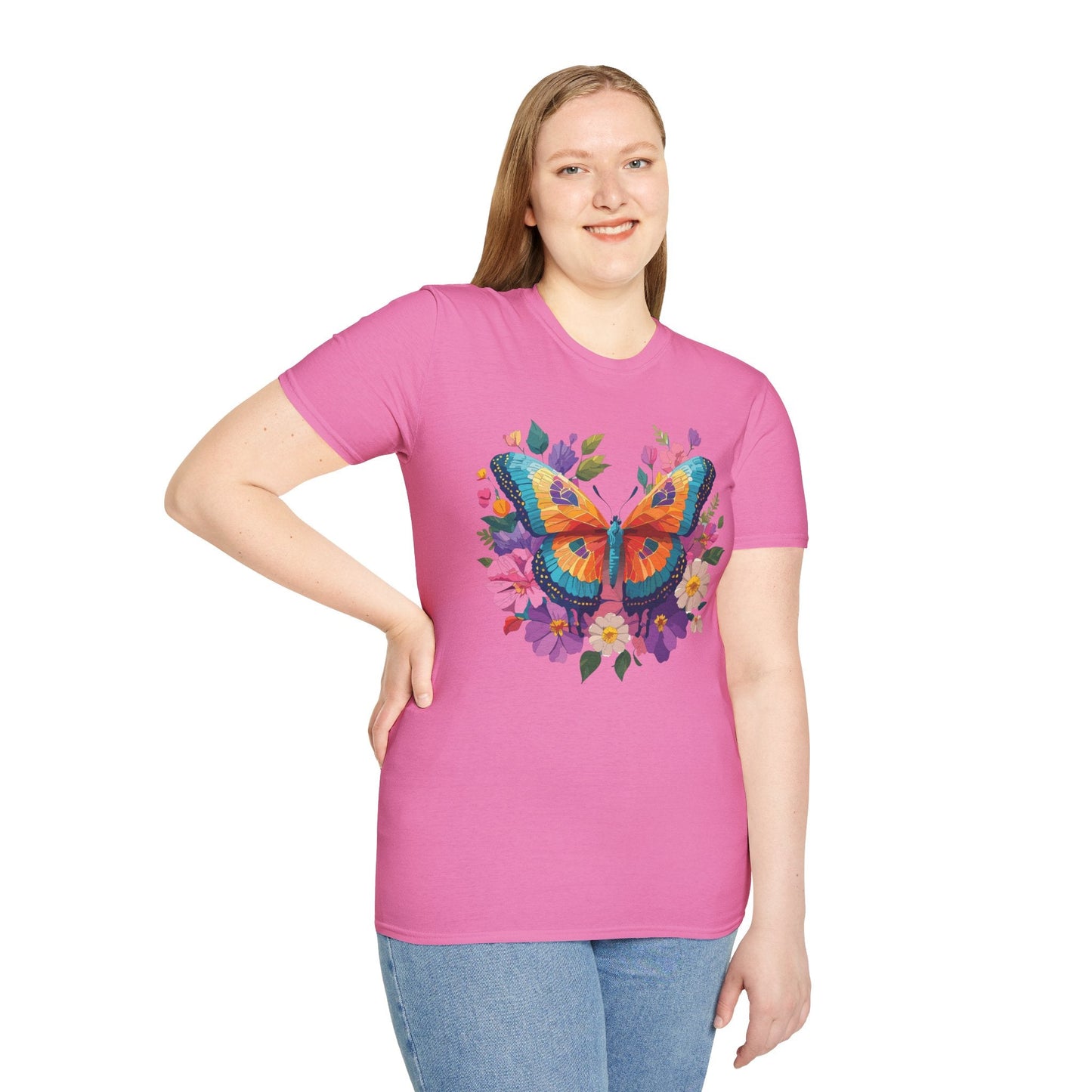 Butterfly Themed Unisex Softstyle T Shirt 100 Cotton Monarch Design Tee Gildan 64000