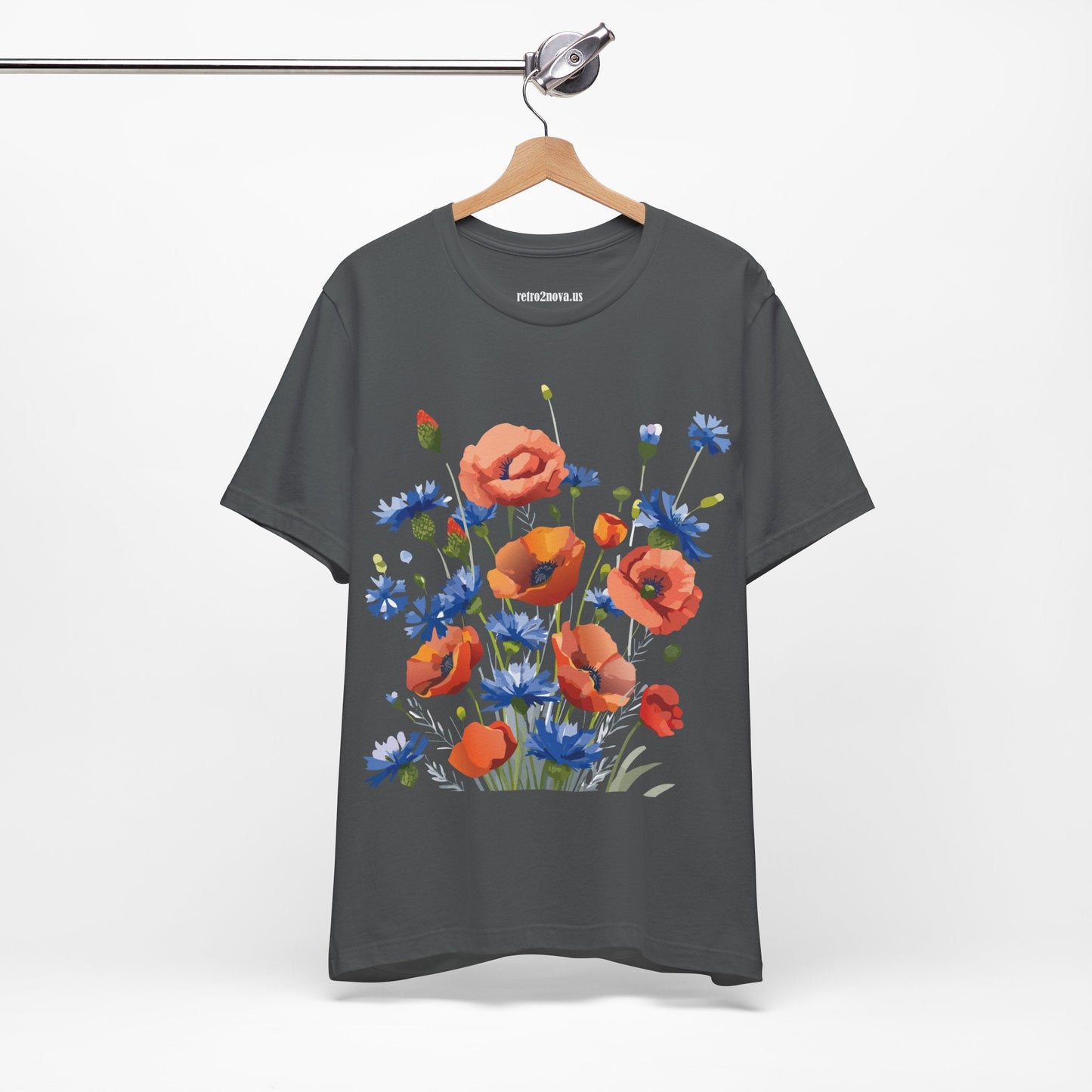 Unisex Floral Shirt Floral Print Tee Lightweight Breathable Fabric Short Sleeve Casual Wear