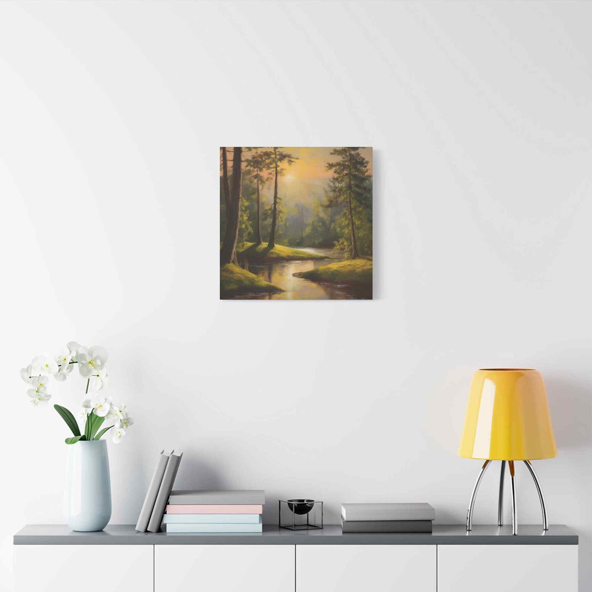 Forest Print Canvas, Trees Oil Paint Print 20x20, 24x24, 30x30, 32x32, 36x36 Art Design Print Pine-Wood Inner Frame MC-68