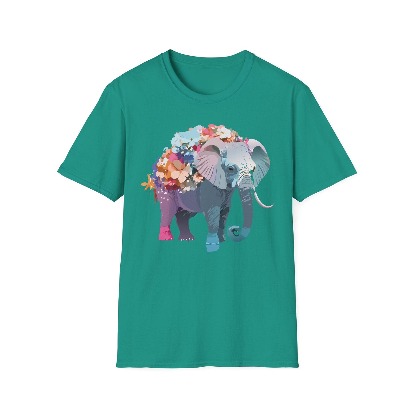 Elephant T Shirt Unisex Softstyle Tee 100 Percent Ring Spun Cotton Animal Design