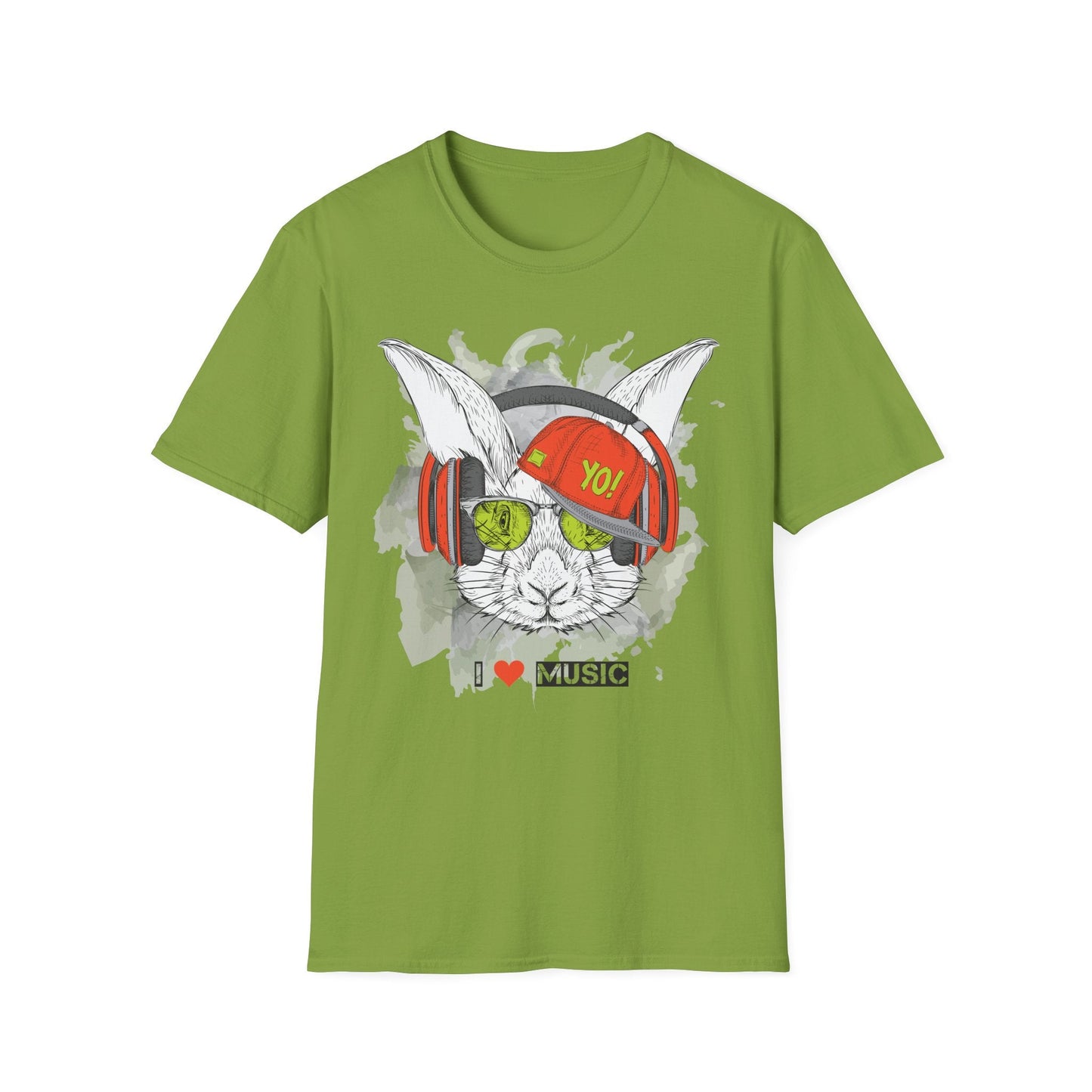 Unisex Music Animals Shirt With Headphones Softstyle Short Sleeve Tee Gildan 64000