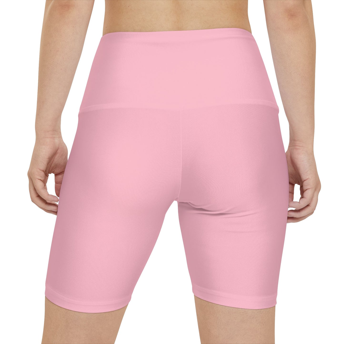 Pastel Pink Women's Workout Shorts — Solid High-Waist Biker Shorts for Exercise & Everyday Wear