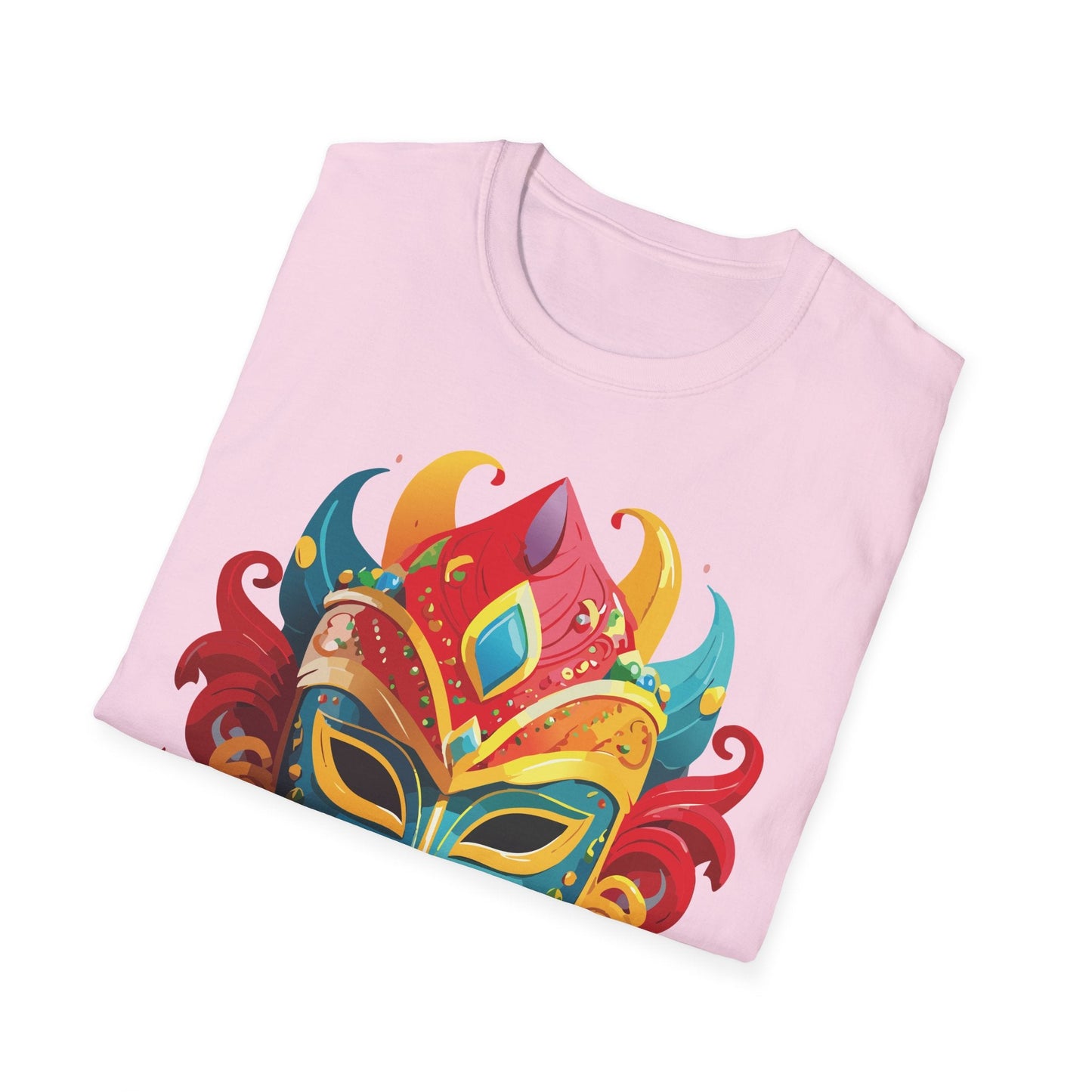 Unisex Mask Tee Shirt Gildan Softstyle 64000 Ring Spun Cotton Breathable Masquerade Design