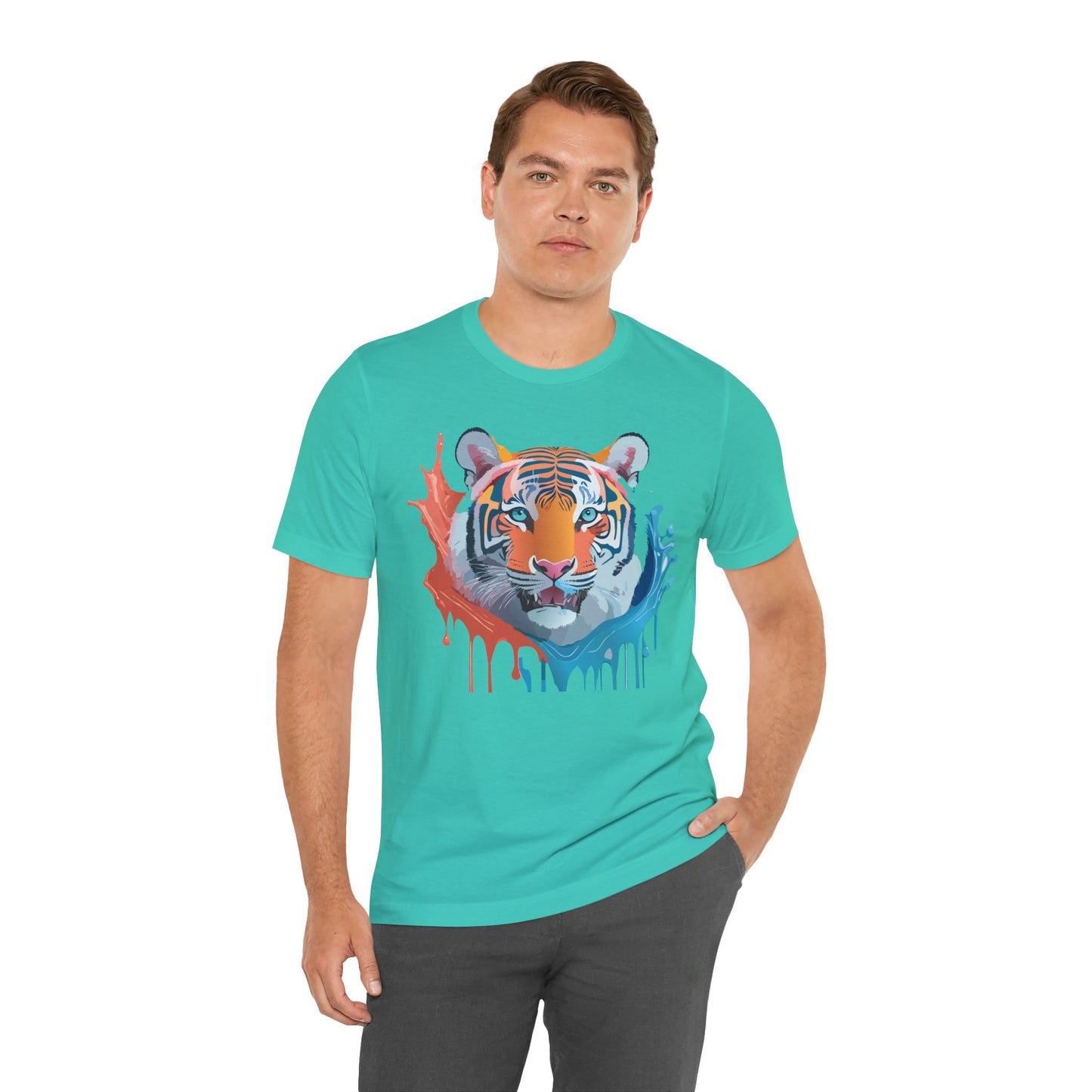 Unisex Tiger Tee, Animal Shirt, Tee Shirt with Tiger, Art T-Shirt, Animal Tees, Big Cat Shirt, Art Design T-Shirt 5