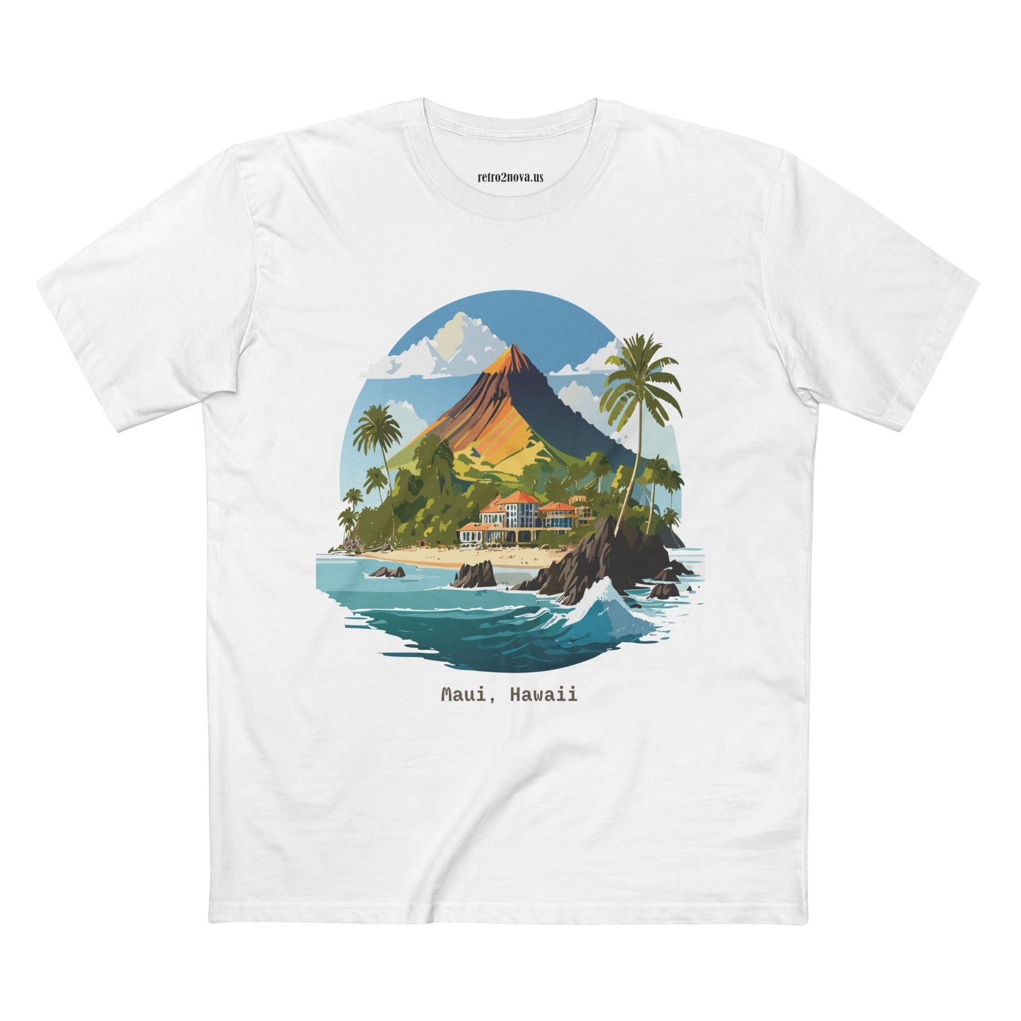 Retro2Nova Unisex Premium Cotton Art Tee Travel Shirt Hawaii Design Comfortable Everyday Tee