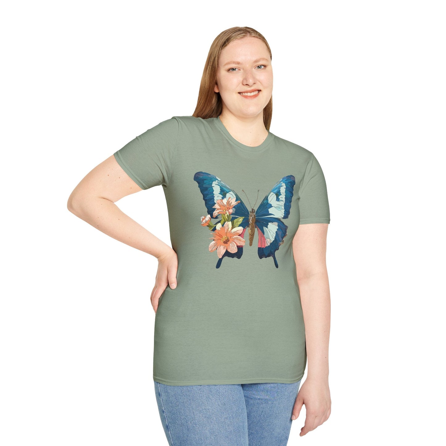 Butterfly Themed Unisex T Shirt Monarch Design Softstyle 64000 100 Cotton Tee For Everyday Comfort