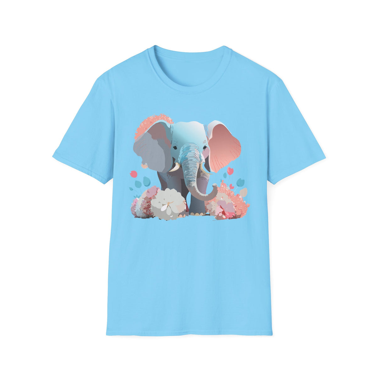 Pastel Elephant Illustration T-Shirt | Cute Watercolor Elephant Tee