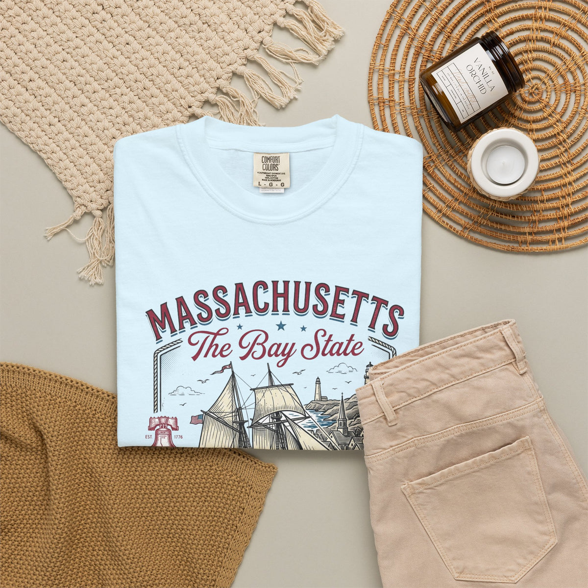 Massachusetts State Travel Tourist Graphic Tee Unisex 100 Cotton Comfort Colors T-Shirt