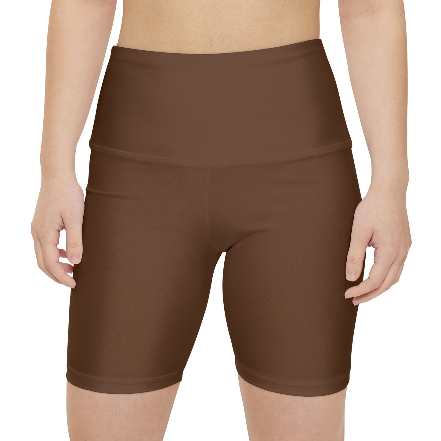 Brown Bark Brown Women’s Workout Shorts — High-Waist Athletic Biker Shorts