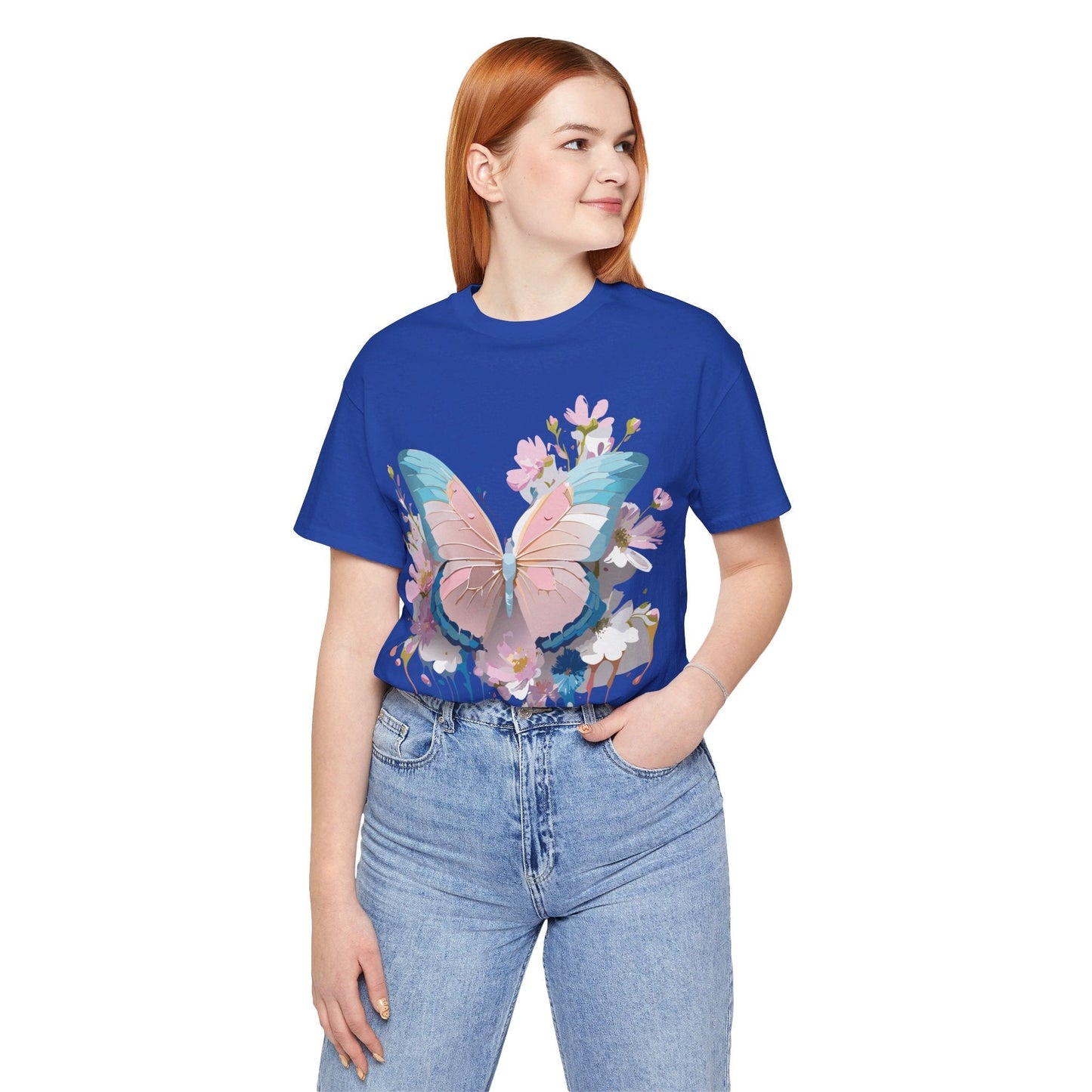 Butterfly Graphic Unisex 100 Cotton Lightweight Vintage Floral Design Jersey Tee 25
