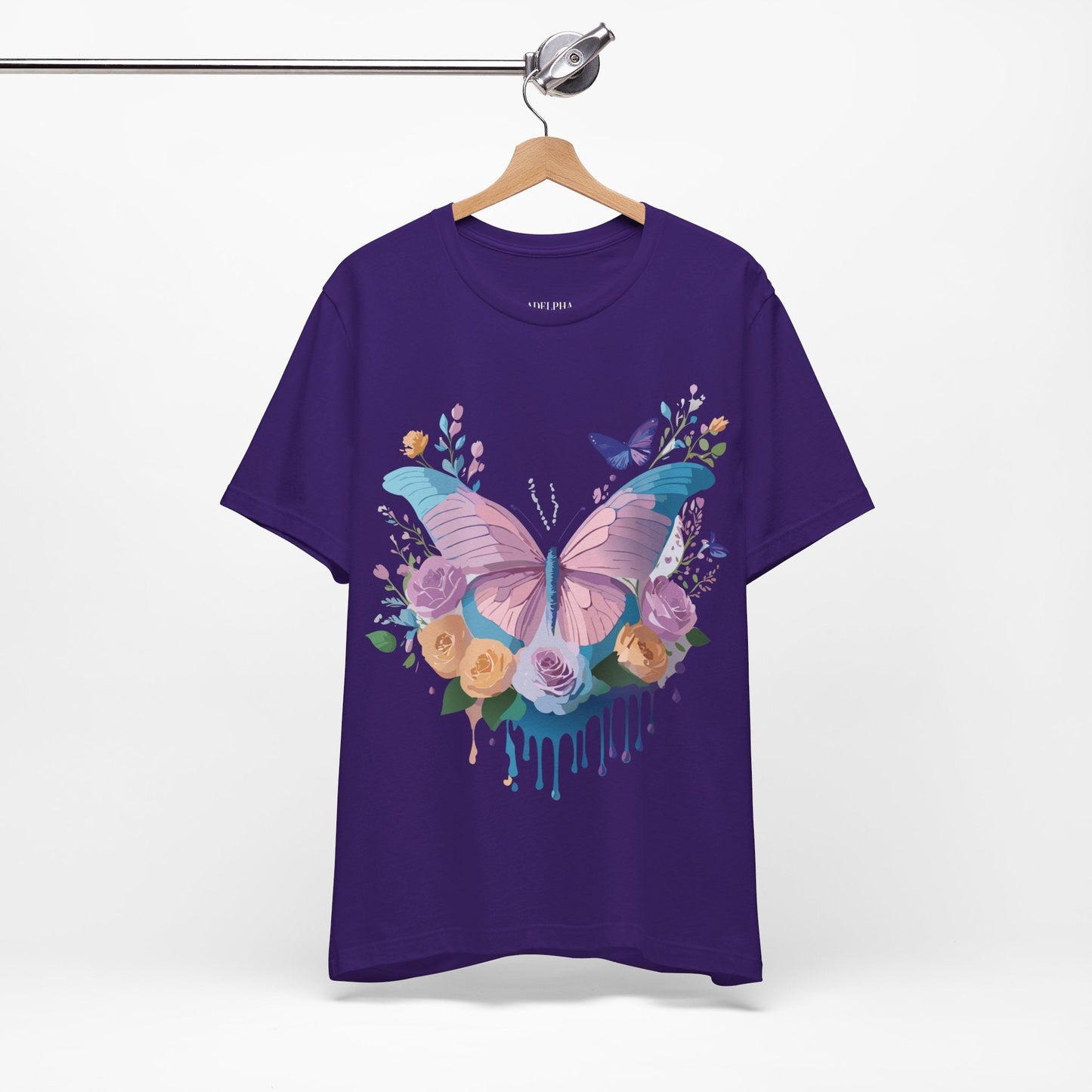 Butterfly Graphic Unisex 100 Cotton Lightweight Vintage Floral Design Jersey Tee 37