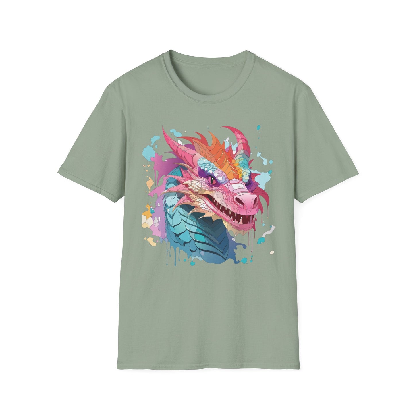 Dragon Graphic Tee Unisex Gildan Softstyle Cotton Shirt With Animal Art Design 64000