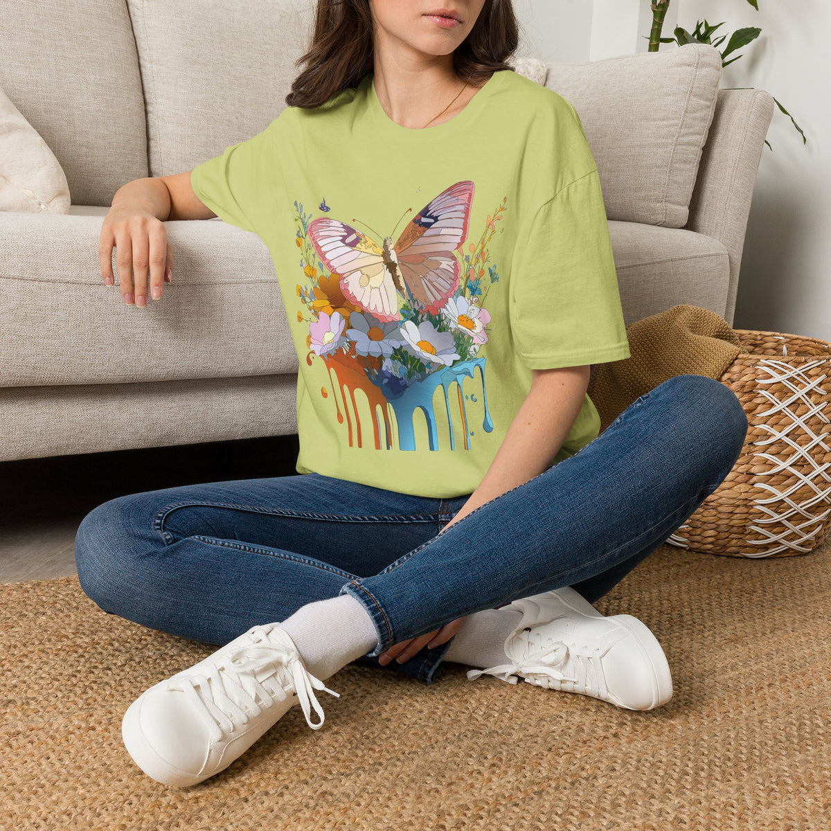 Butterfly Floral Drip Graphic Tee Unisex 100 Cotton Gildan T-Shirt