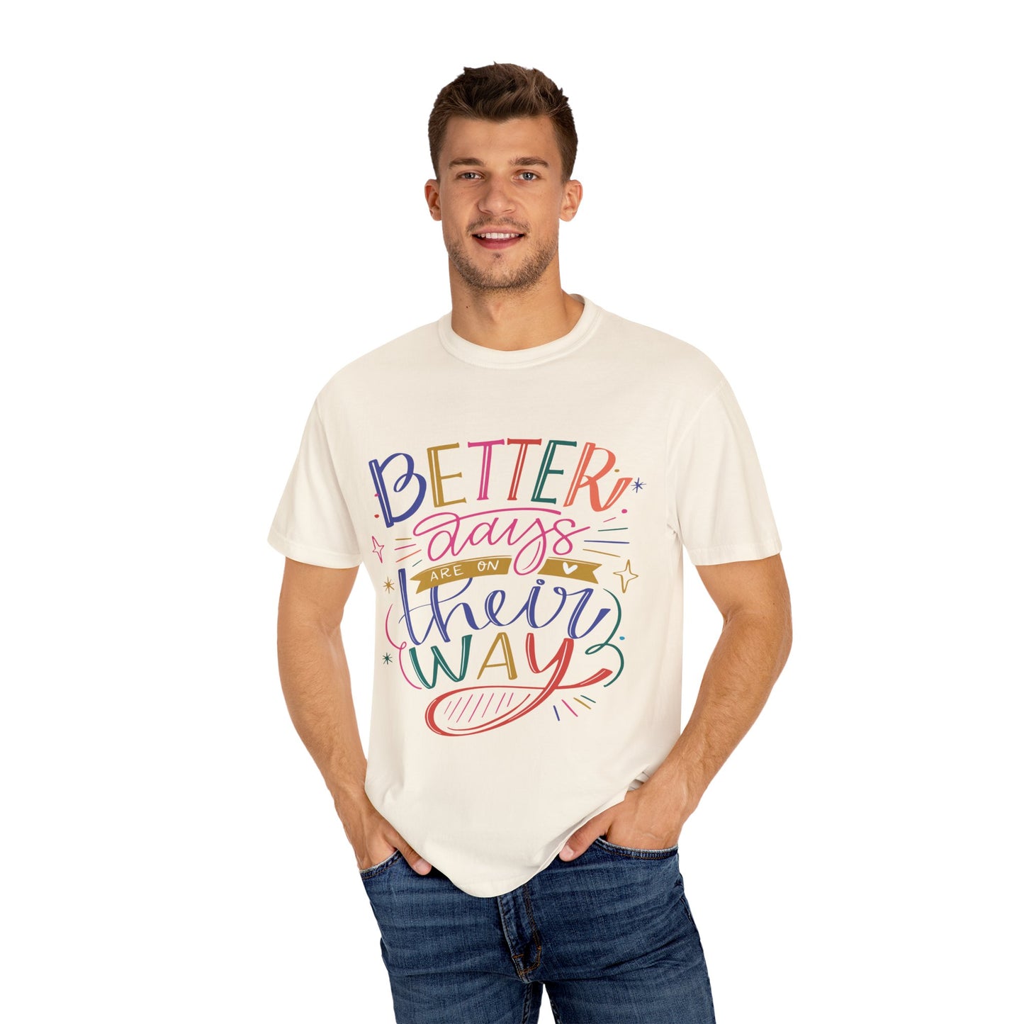 T-shirt unisexe avec design artistique et imprimé de citations positives