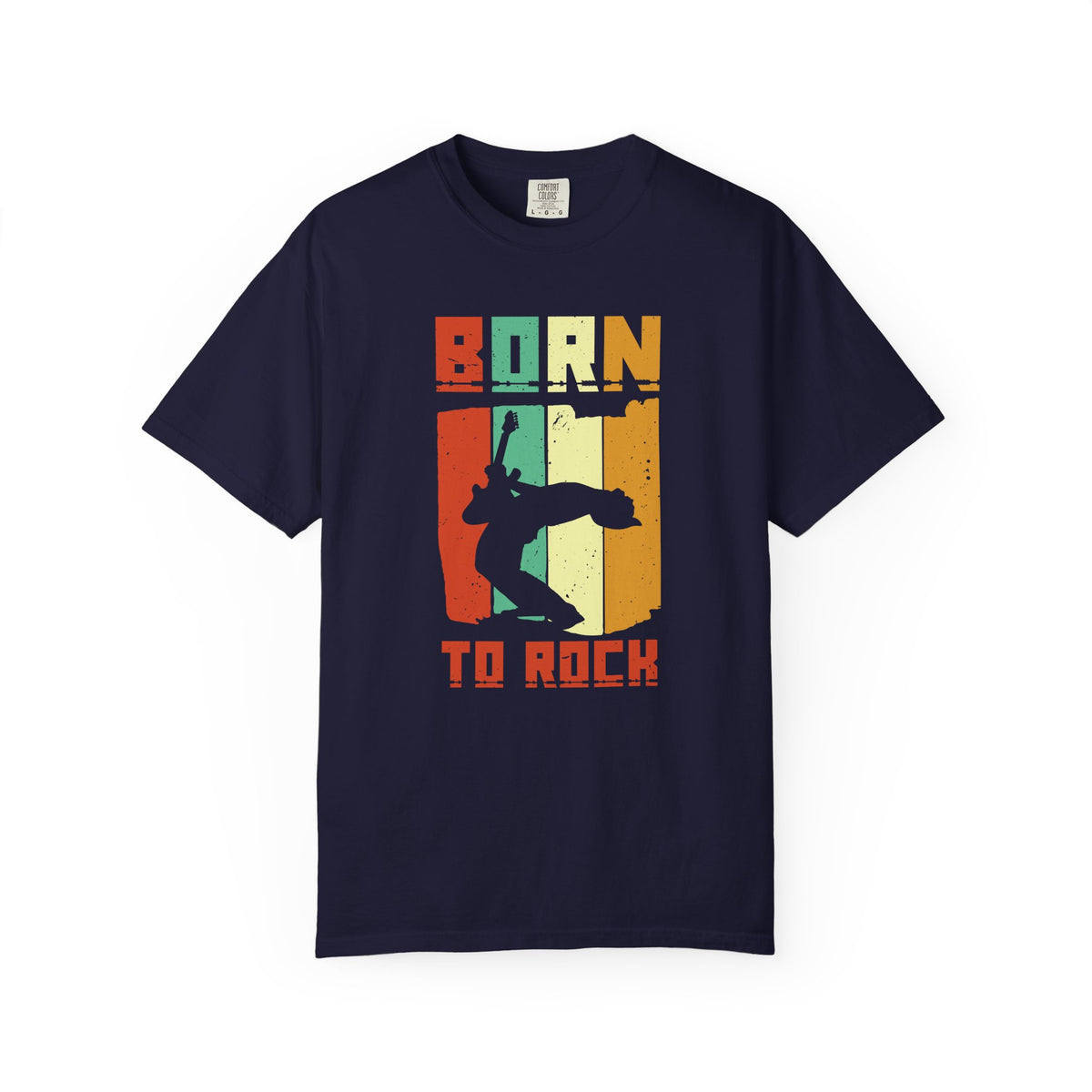 Born to Rock skateboard silhouette T-Shirt Vintage striped graphic Unisex Cotton Tee 086