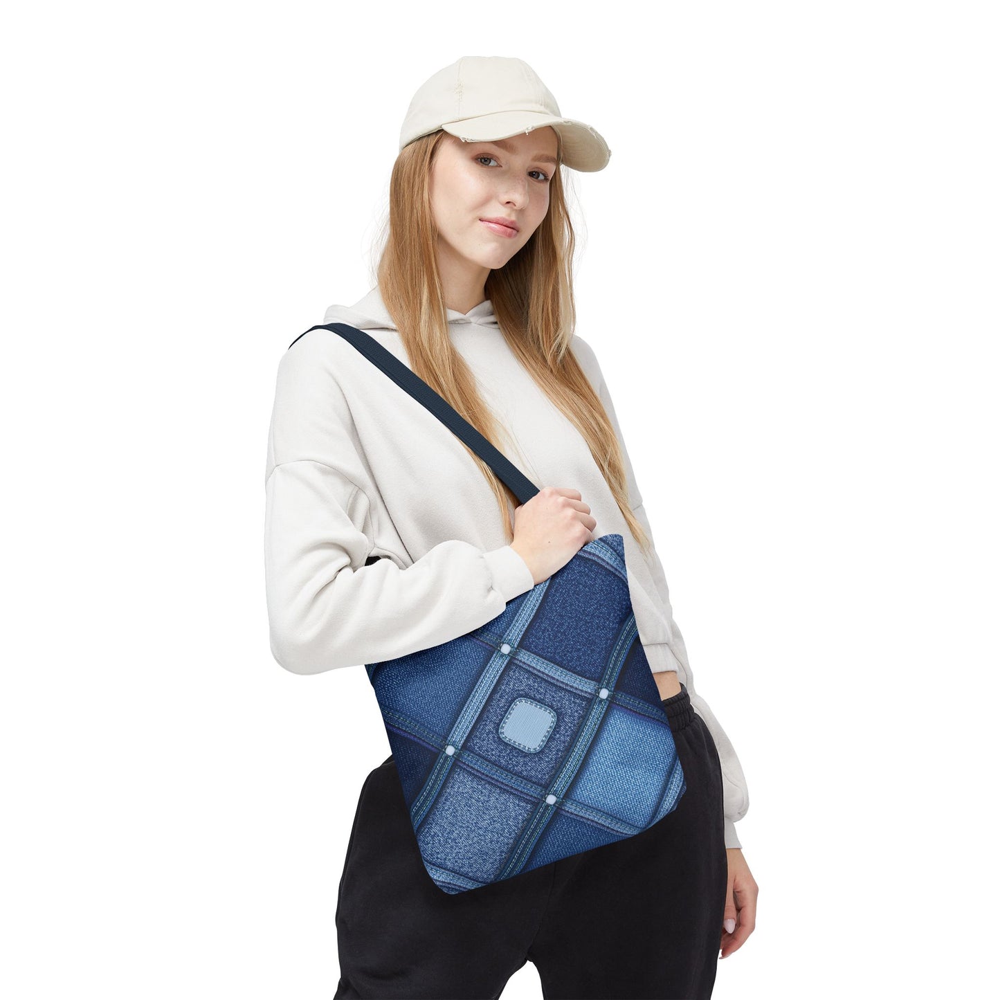 Denim Fabric Imitation Print Unisex Canvas Bag Poly Spun 3 Sizes Tote Bag 102