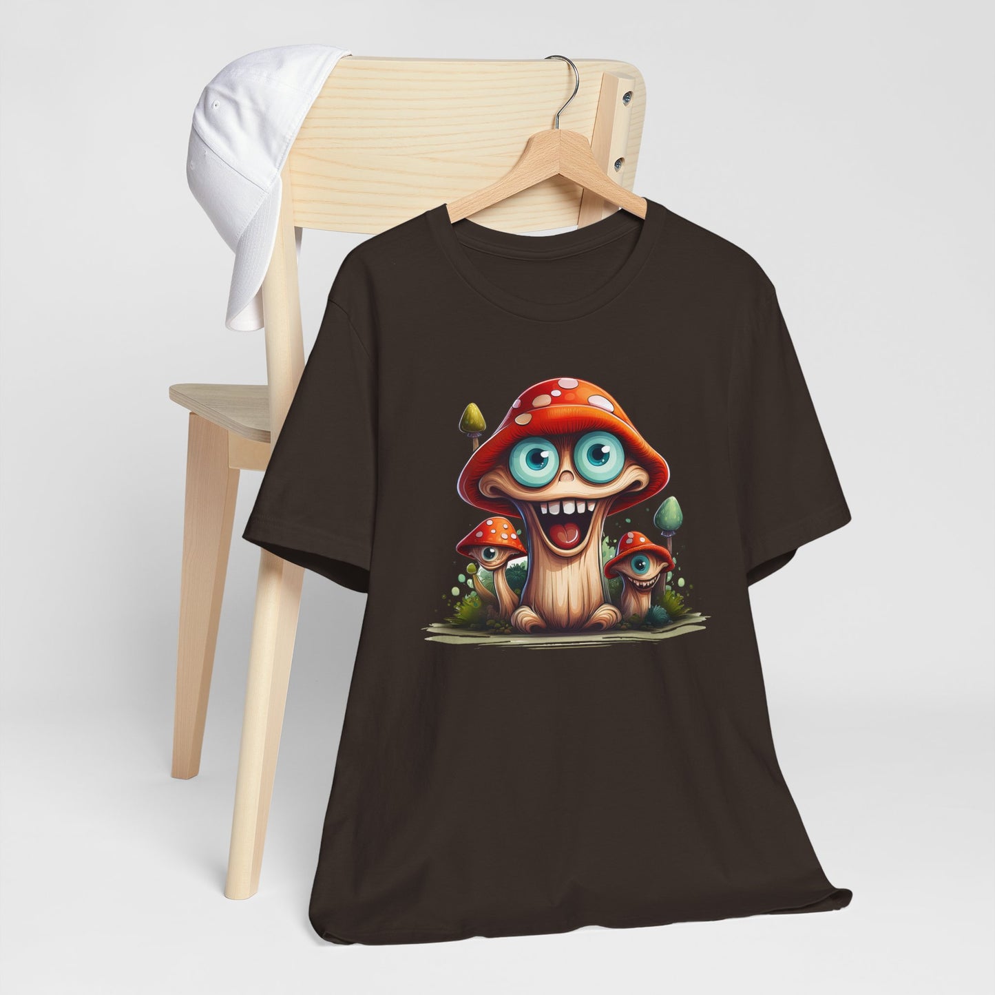 Cute Mushroom Graphic Tee, Fun Cartoon Shirt, Funny Mushroom Shirt, Cute Cartoon Tees, Graphic T-Shirt, Art Design T-Shirt