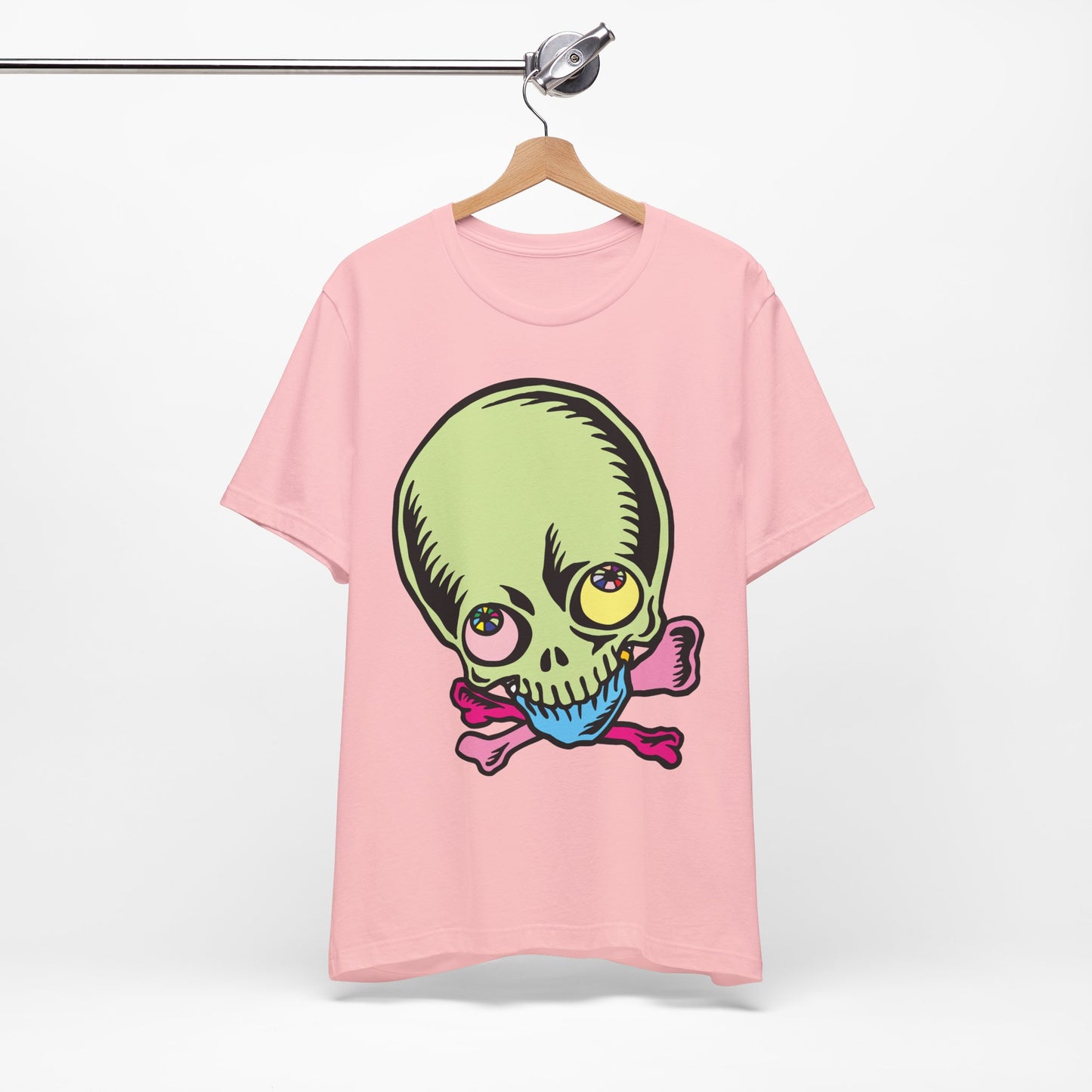 Lt Green Skull Graphic Design Tee, Skull Shirt, Vintage Tees, Art Design T-Shirt, Vintage Graphic Tee, Art Shirts with Skulls