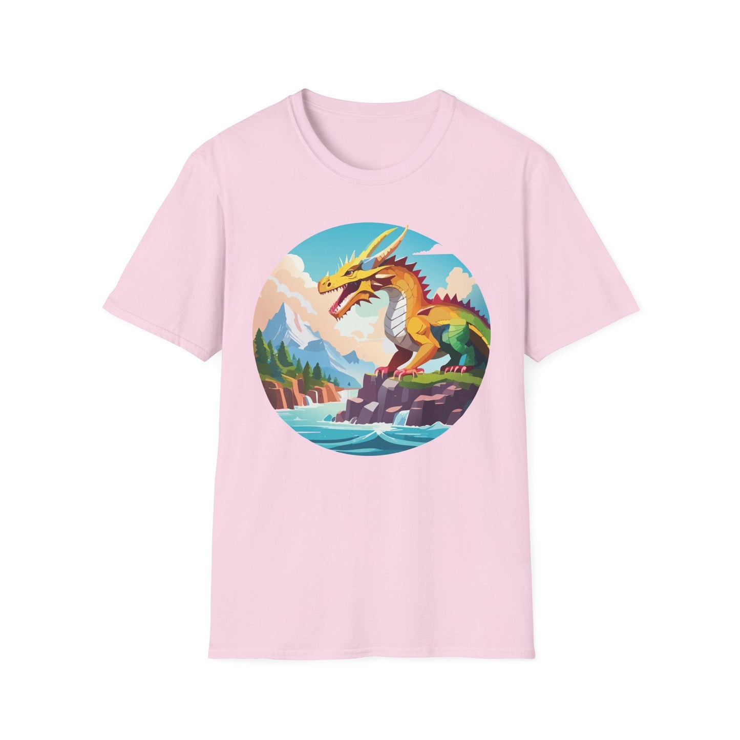 Dragon T Shirt Unisex Softstyle Cotton Tee With Colorful Animal Art Design For Everyday Wear