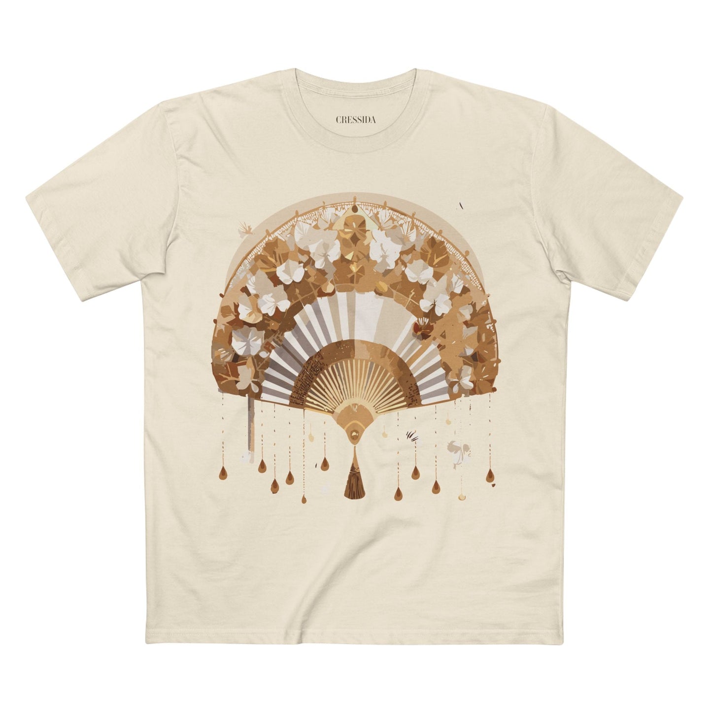 Antique Fan Graphic Design T-Shirt Unisex 100 Cotton Floral Carnival Artwork Tee 17