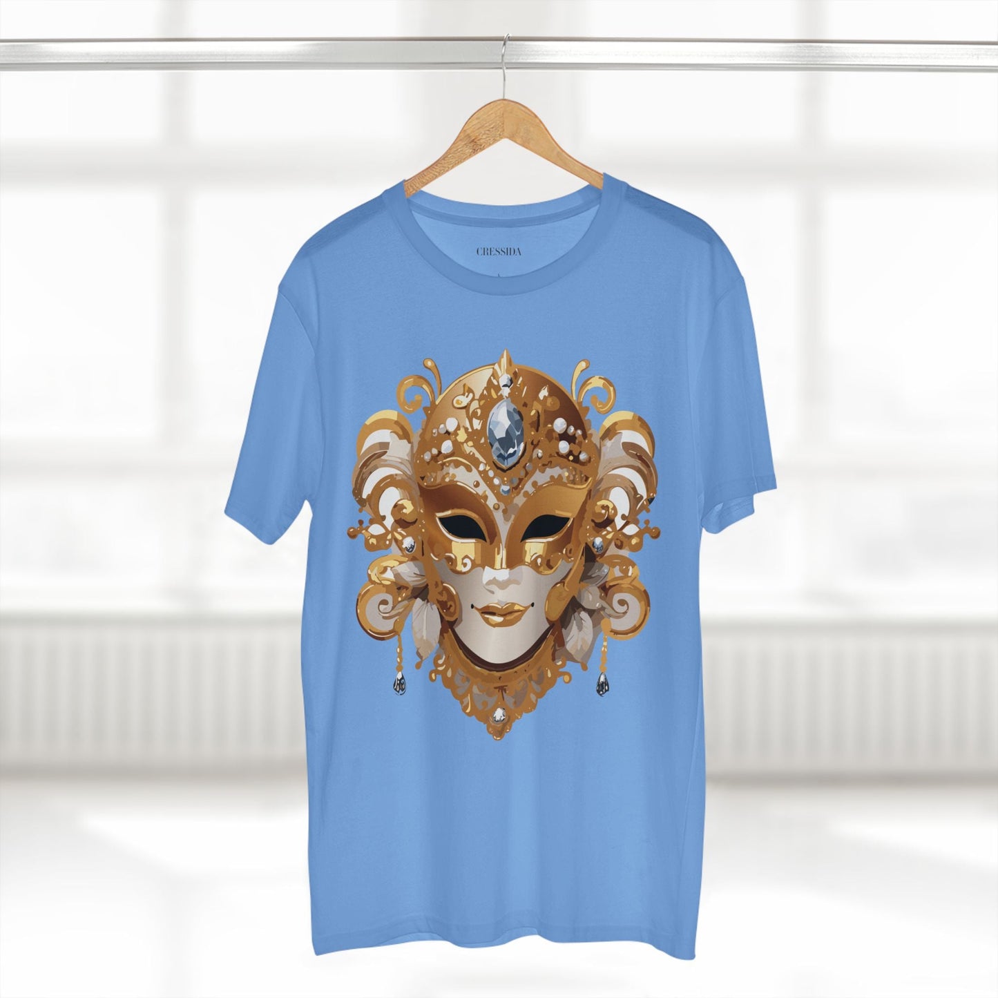 Carnival Mask Graphic T-Shirt Unisex 100 Cotton With Antique Gold Art Design Tee 23