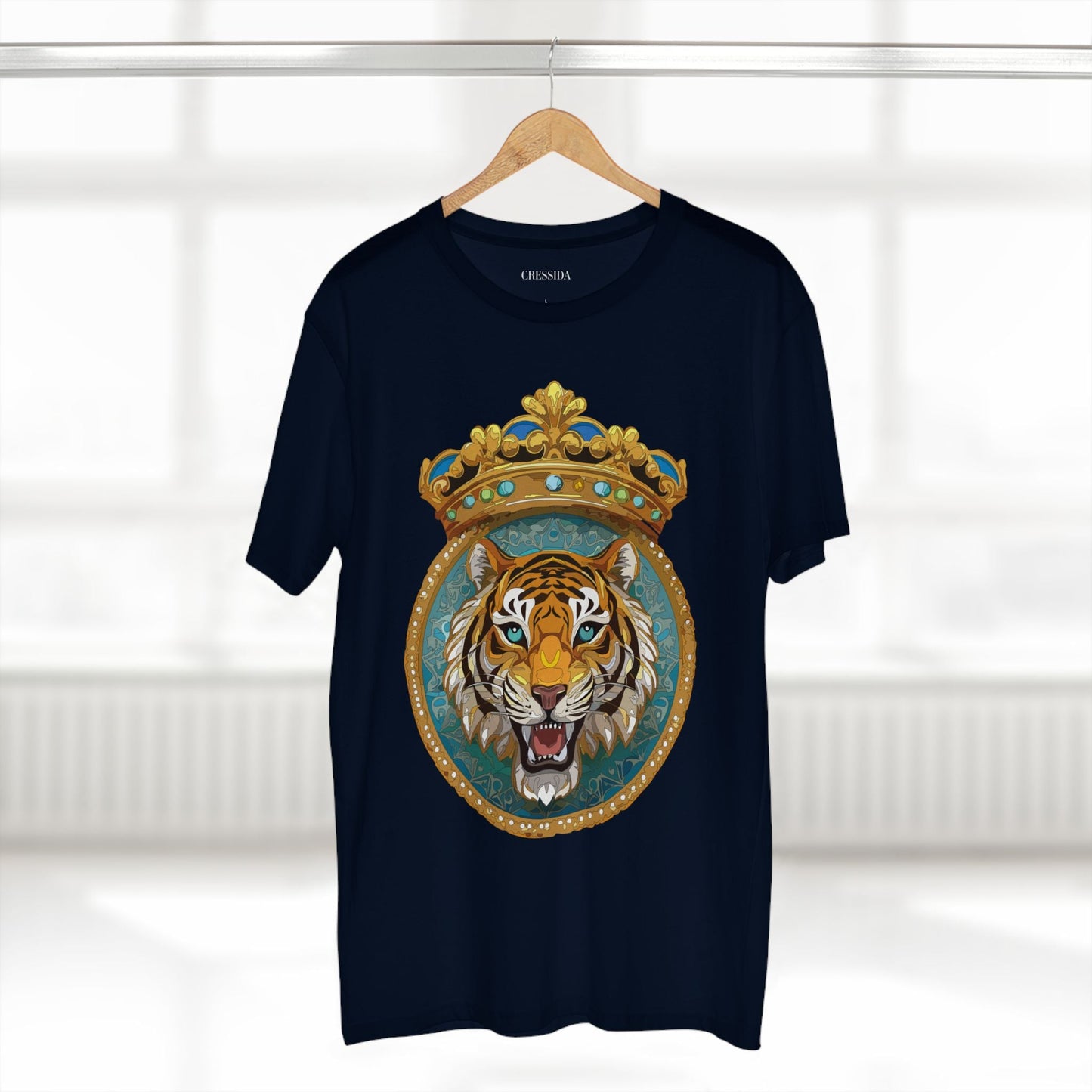 Tiger Graphic Unisex 100 Cotton Tee With Unique Animal Golden Medallion Art Design 3