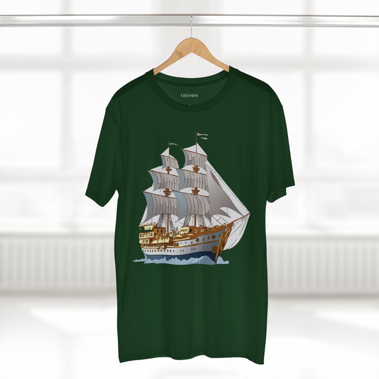 Ship Graphic Unisex 100 Cotton T-Shirt with Gold Frigate Art Design 12