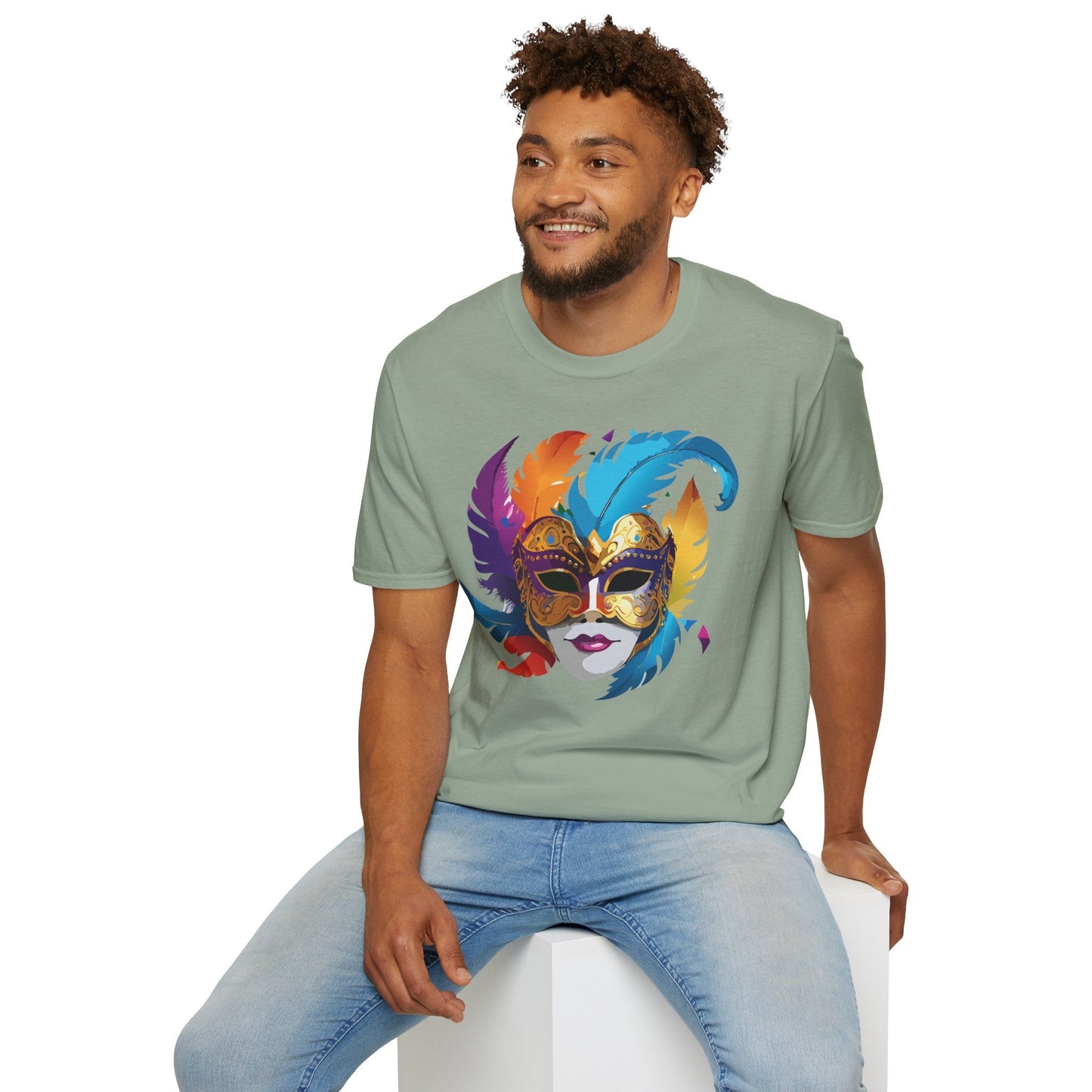 Mask Tee Shirt Unisex Short Sleeve Cotton Tee Art Design Masquerade Gildan Softstyle 64000