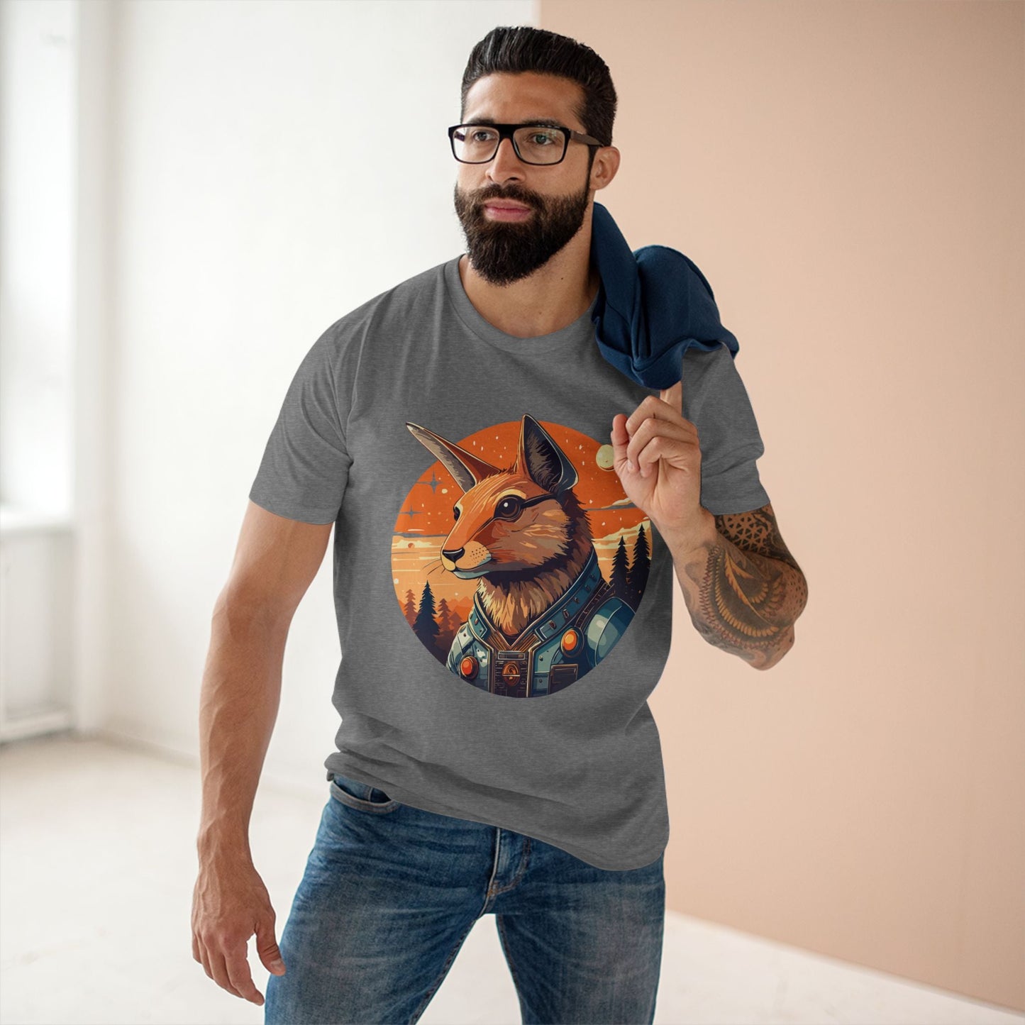 Rabbit Shirt Unisex Premium Cotton Tee With Original Art By Retro2Nova Animal Collection Soft Breathable Comfort