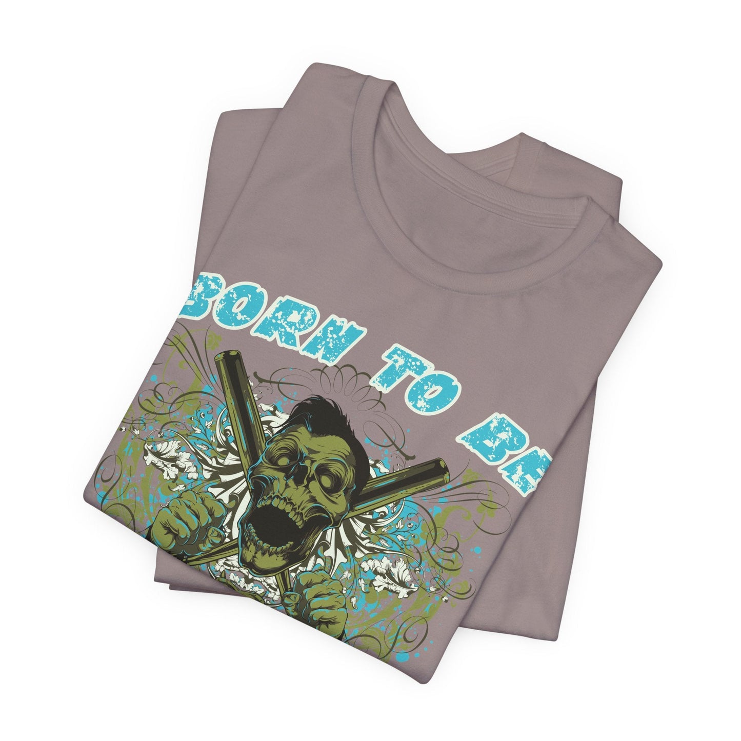 Born To Be Cage Fighter Tee Skull Crossed Knives Graphic T-Shirt