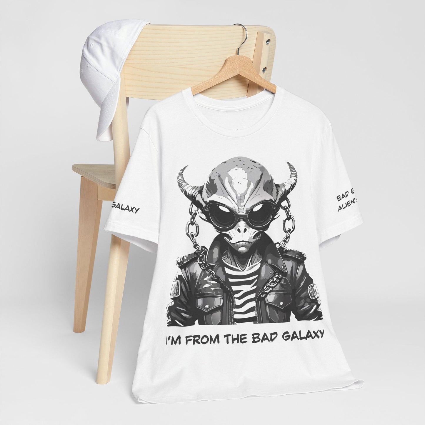 Tee Shirt With Alien From Bad Galaxy One Hundred Percent Cotton Lightweight USA Made With Eco Inks