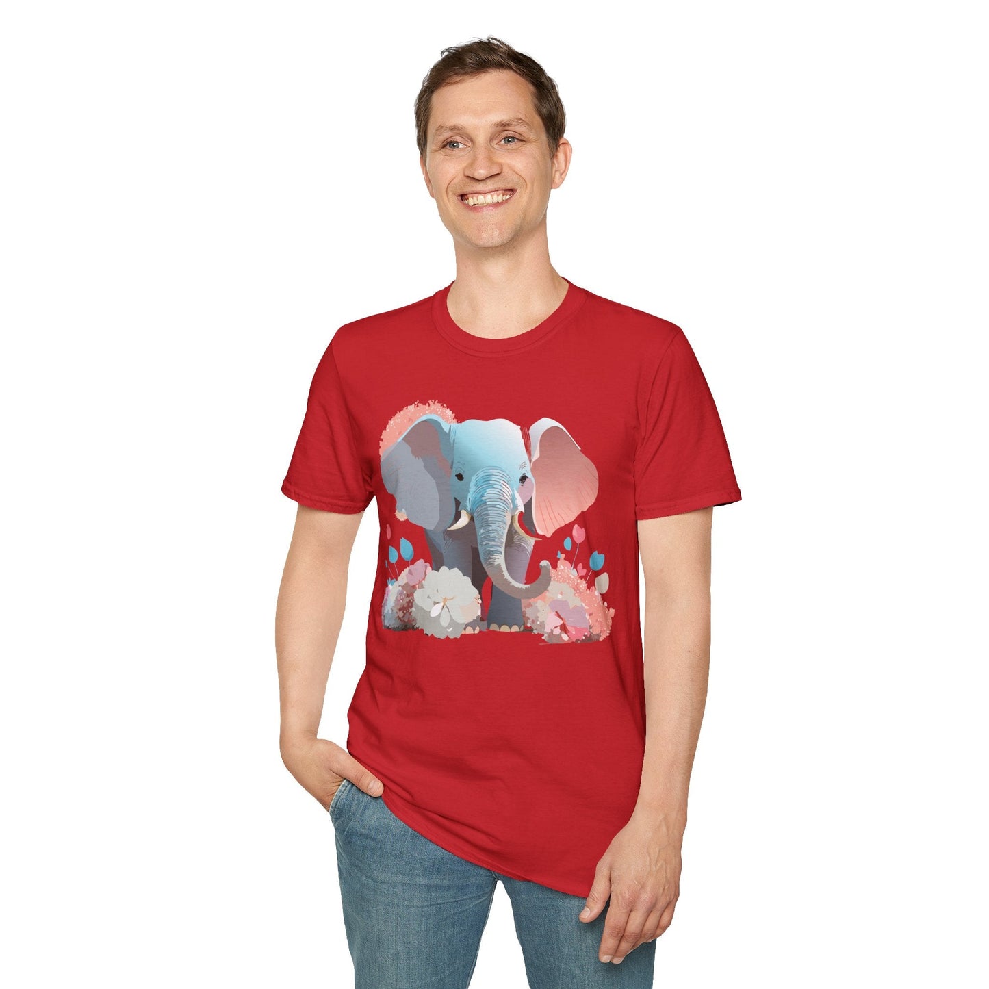 Elephant T Shirt Unisex Softstyle Graphic Tee With Elephant Animation Animal Print