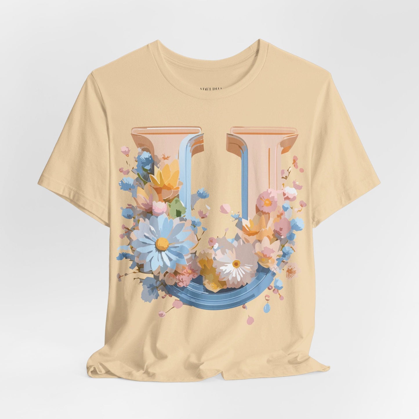 Letter U Shirt Unisex Graphic Tee By Adelpha Vintage Inspired Short Sleeve Art Design
