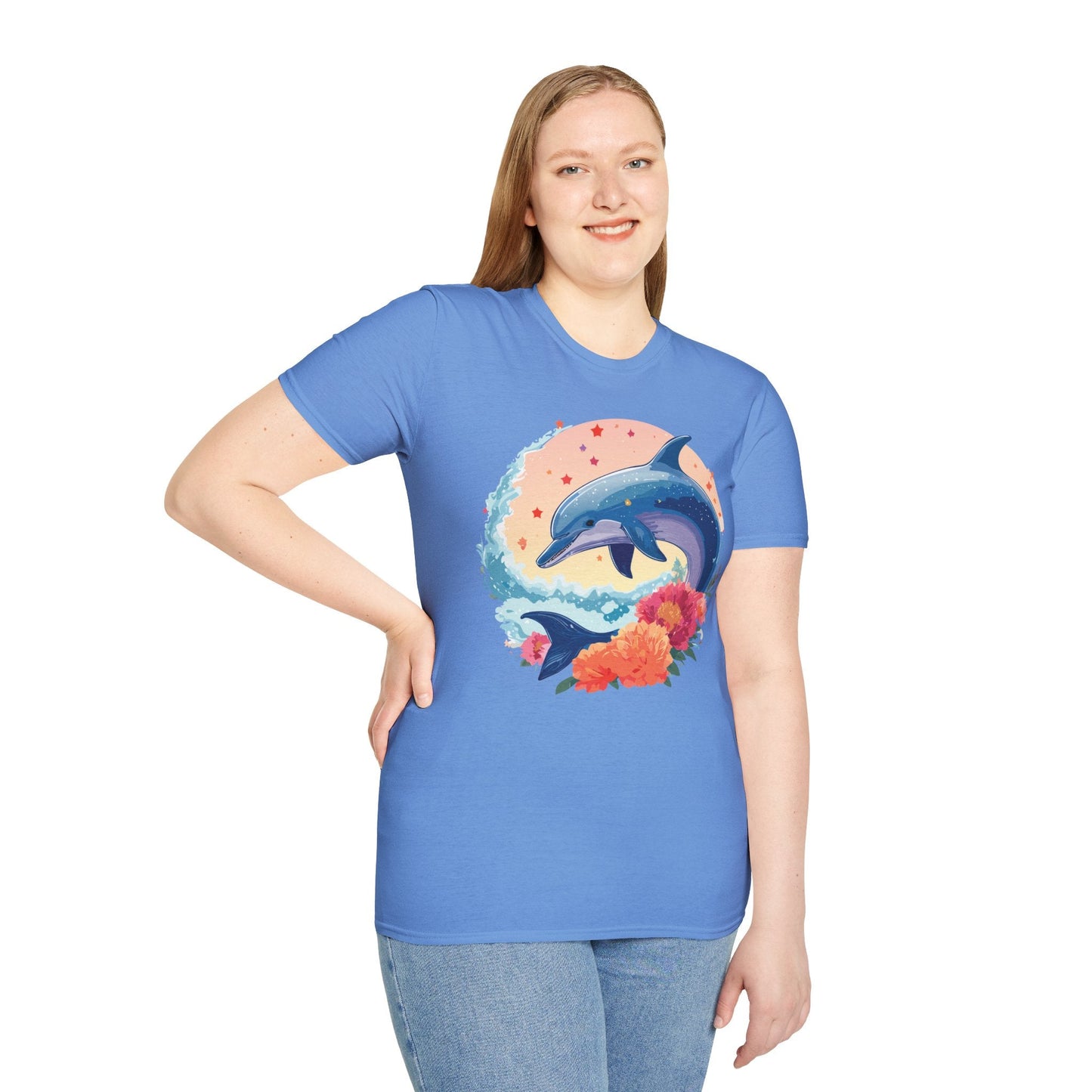 Dolphin Shirts Unisex Tee 100 Percent Ring Spun Cotton Gildan Softstyle 64000 For Everyday Comfort