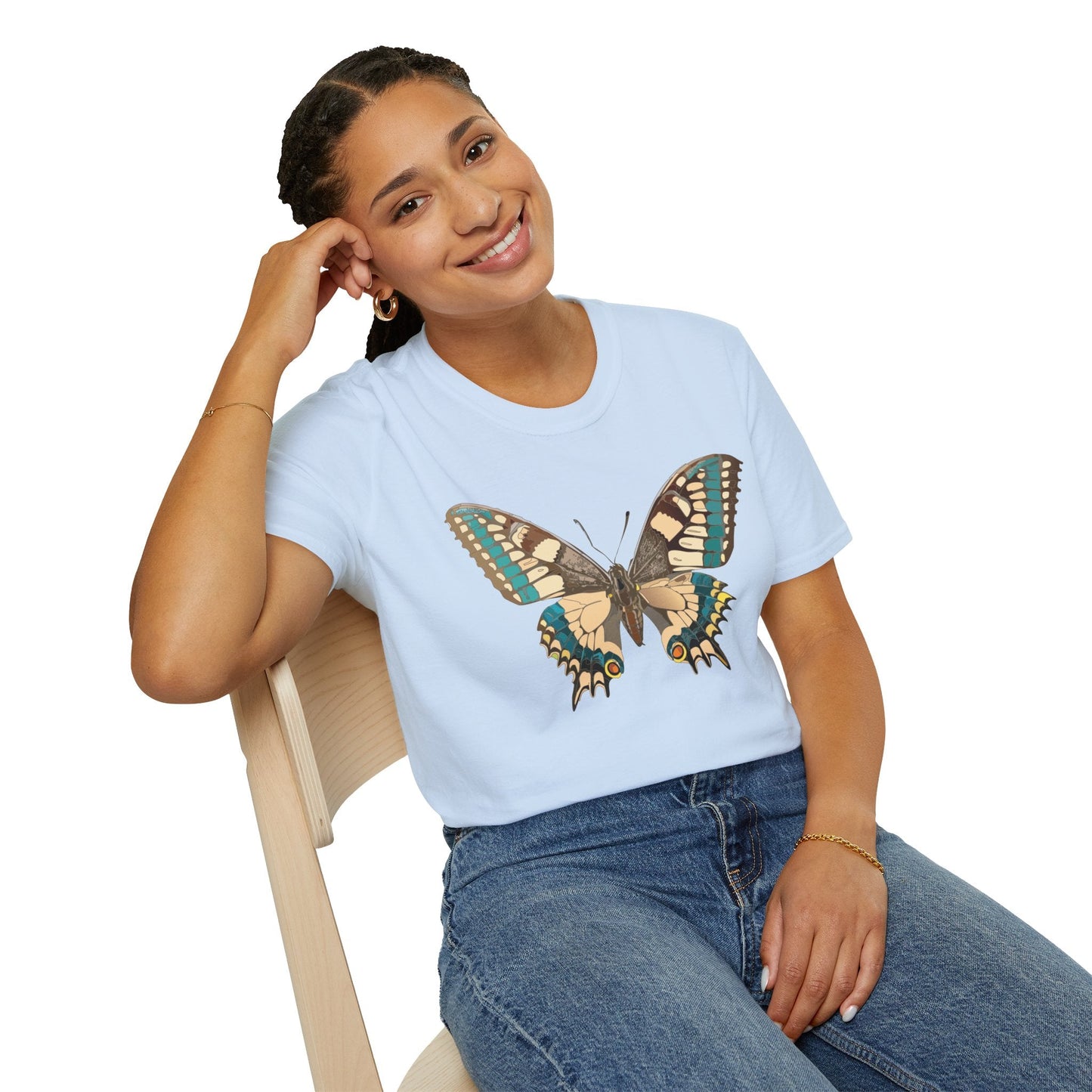 Unisex Butterfly T Shirt Softstyle 64000 Ring Spun Cotton Lightweight Tee Breathable Everyday Comfort
