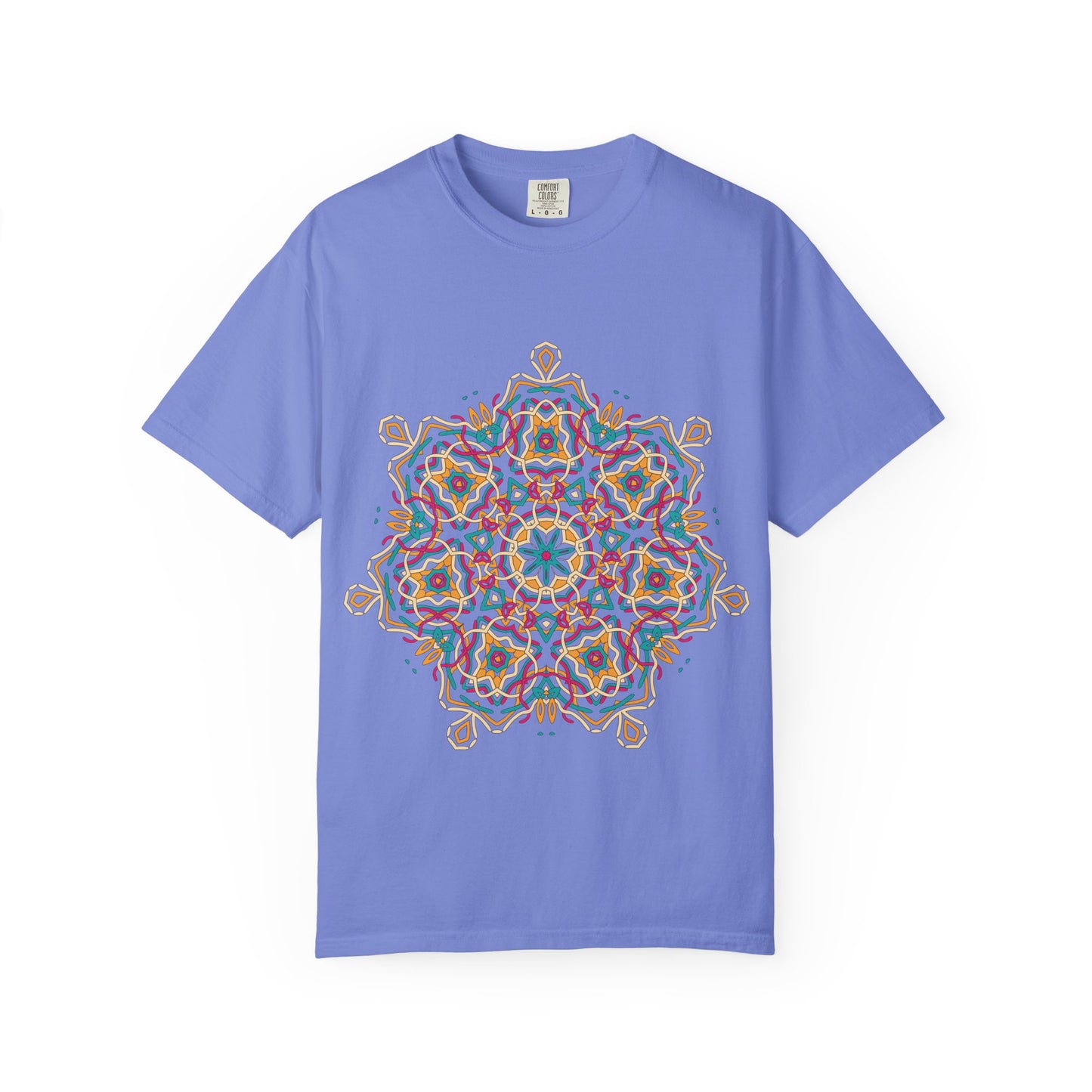Unisex Garment Dyed Cotton T-Shirt with Mandala Graphic Design