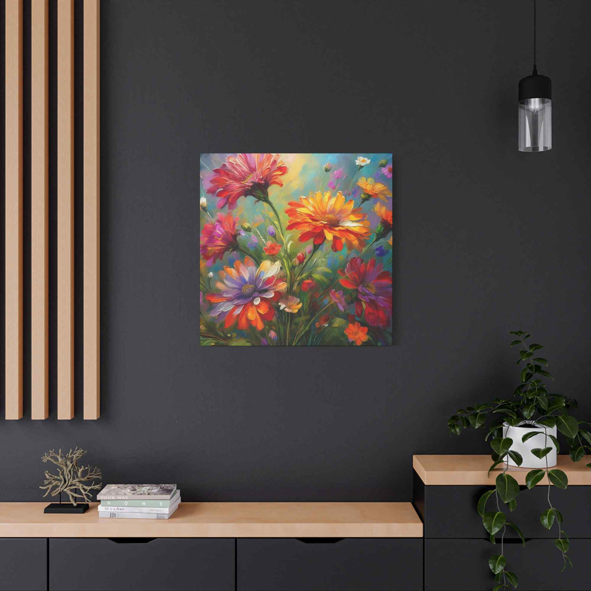 Flowers Print Canvas, Floral Oil Paint Print 20x20, 24x24, 30x30, 32x32, 36x36, Floral Art Design Print Non-Frame MC-13