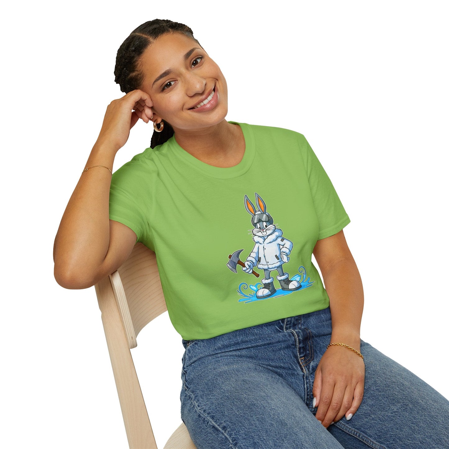 Cartoon Bunny Graphic Unisex Cotton Animal Animation Artwork Design Tee 25