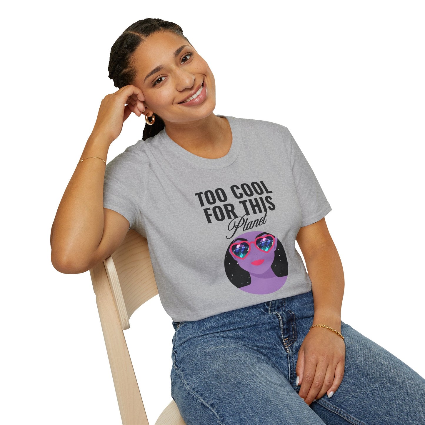 Too Cool For This Planet TShirt  Retro Alien Sunglasses Graphic Tee
