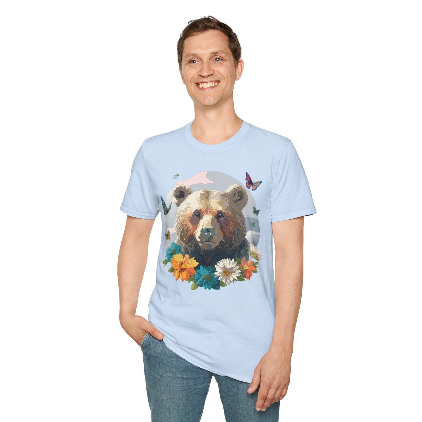 Bear T Shirt Unisex Gildan Softstyle Cotton Tee With Teddy Bear Design Lightweight Comfort
