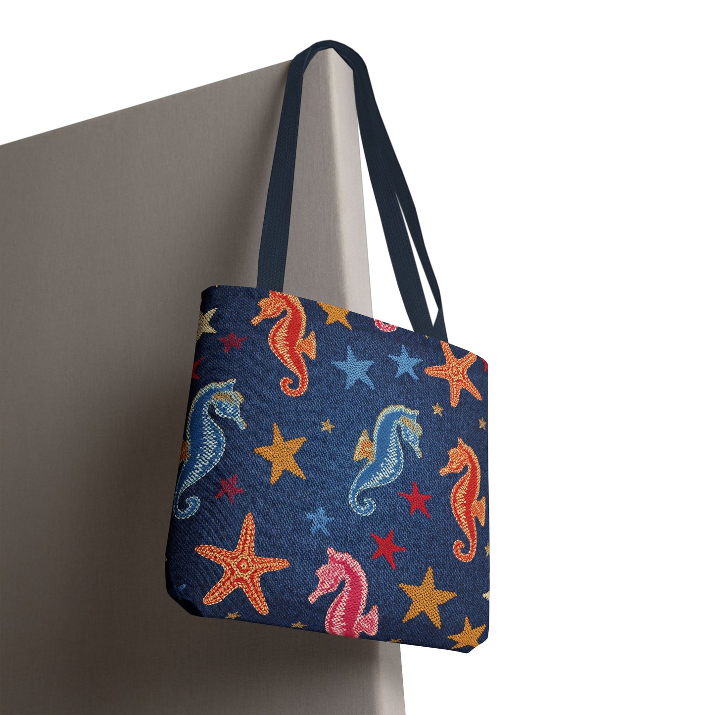Denim Fabric Imitation Print Unisex Canvas Bag Poly Spun 3 Sizes Tote Bag 182-19