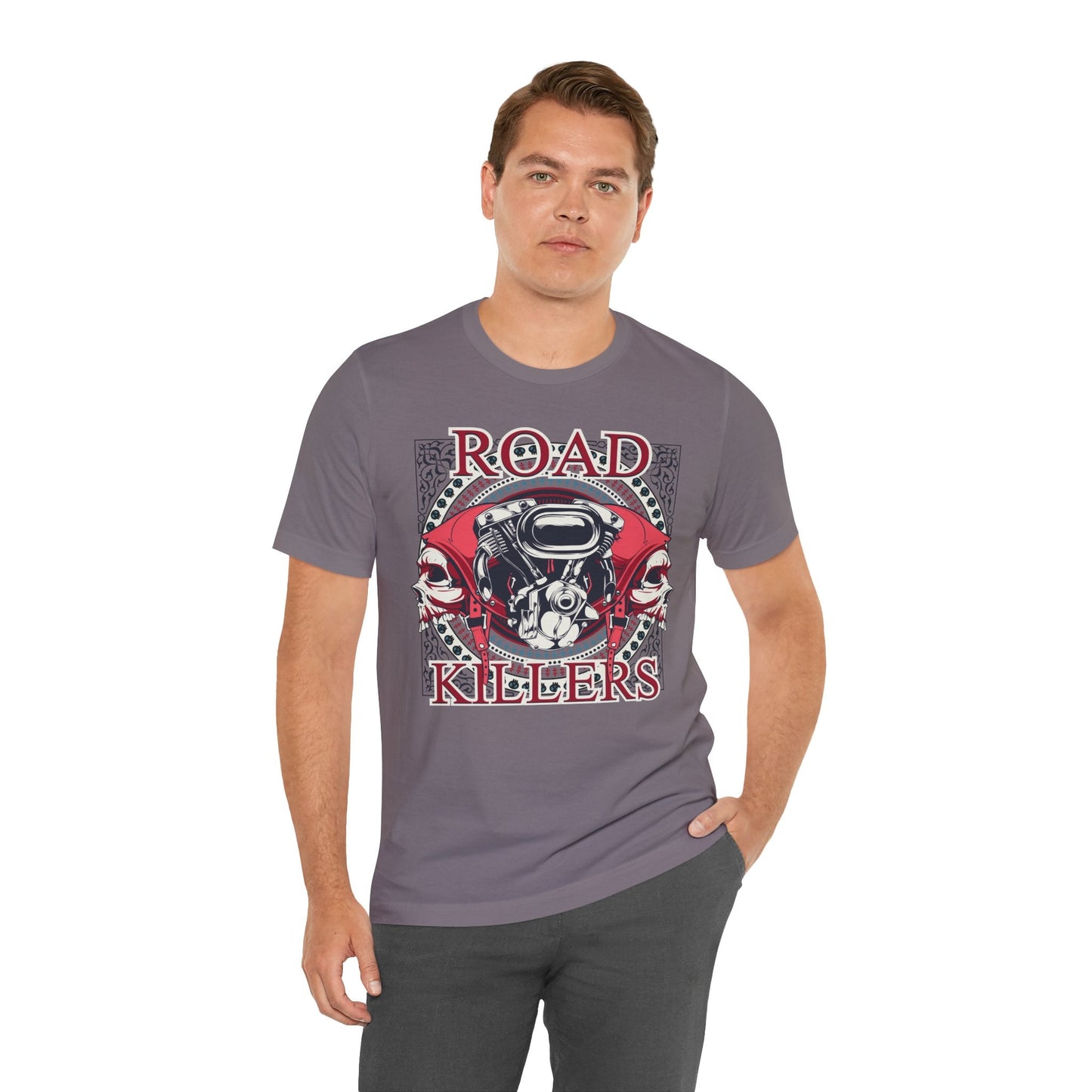 Dark Road Motorcycle Helmet Skull Tee Biker graphic t-shirt G-1