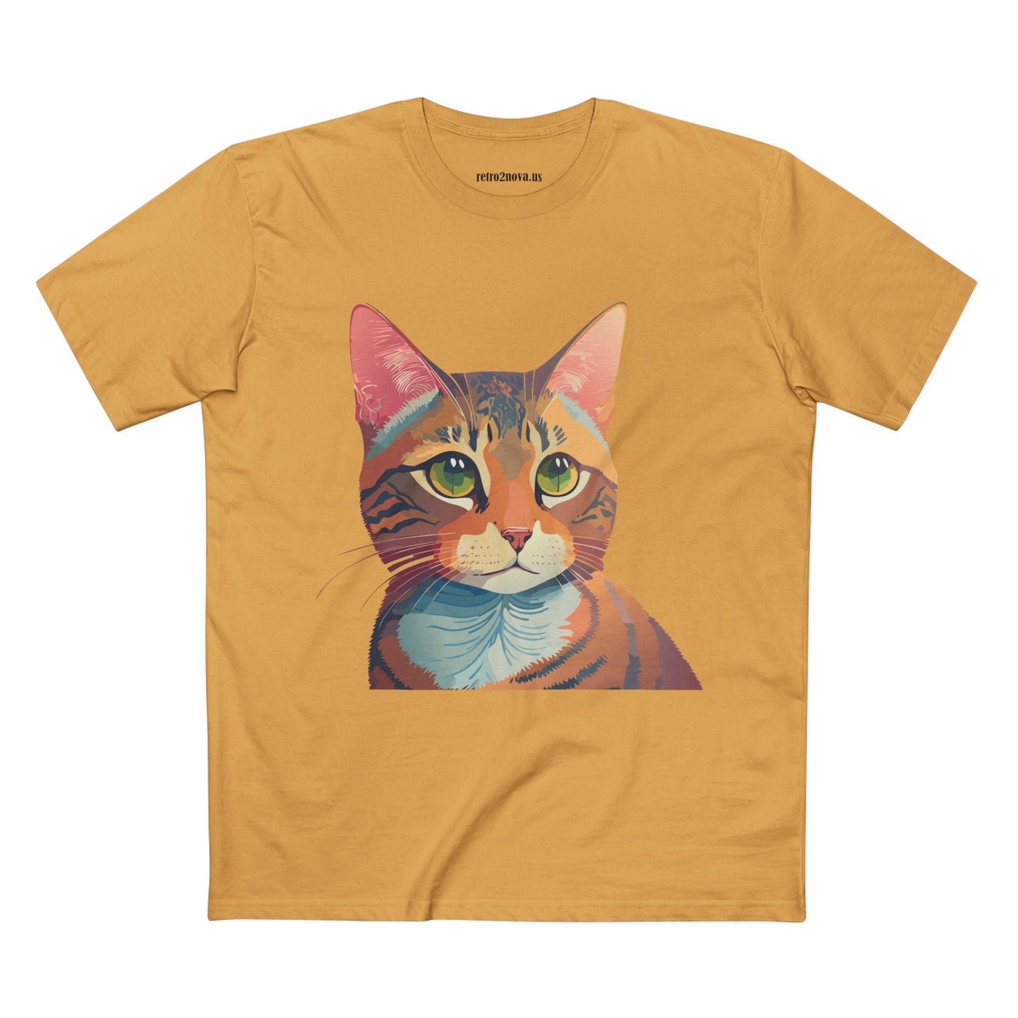 Retro2Nova Cat Art Tee Unisex Premium Cotton Shirt With Original Artwork Design Soft Breathable Comfort Everyday Wear
