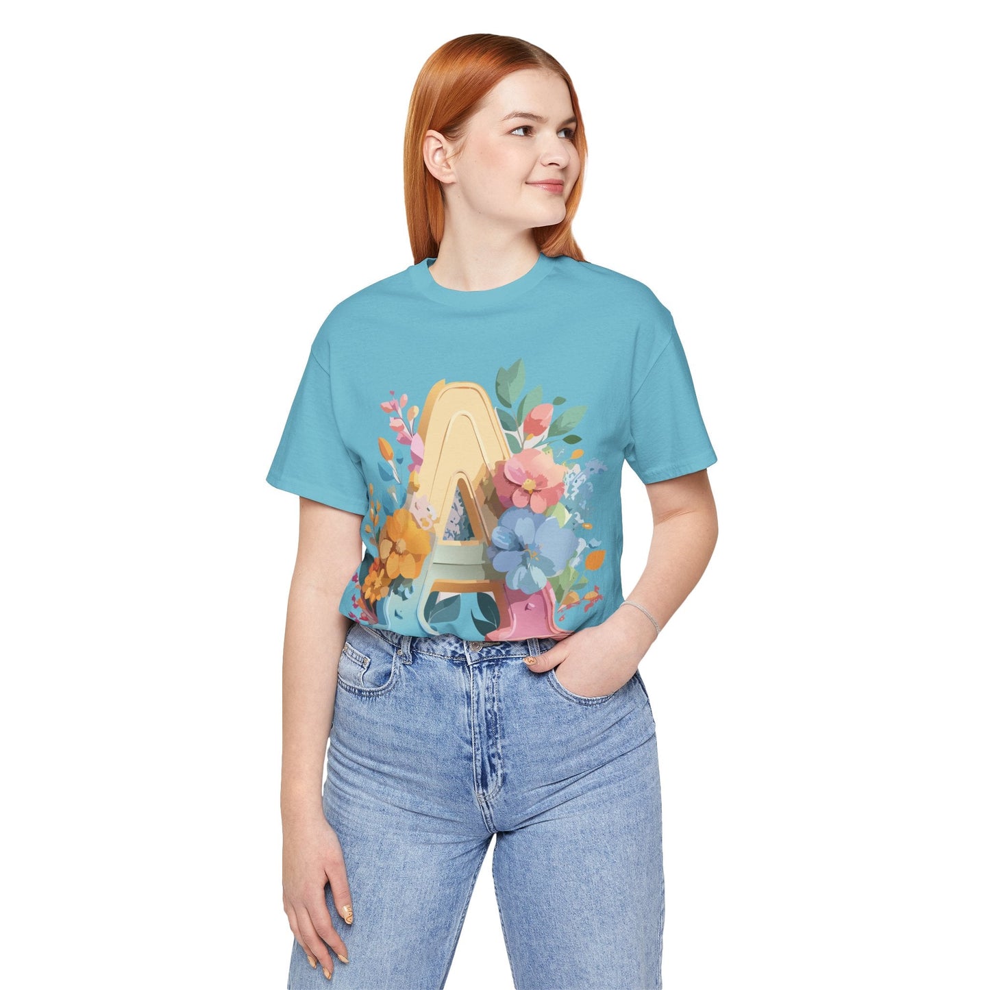 Letter A Shirt Graphic Tee Unisex Short Sleeve by Adelpha Vintage Inspired Art Tee
