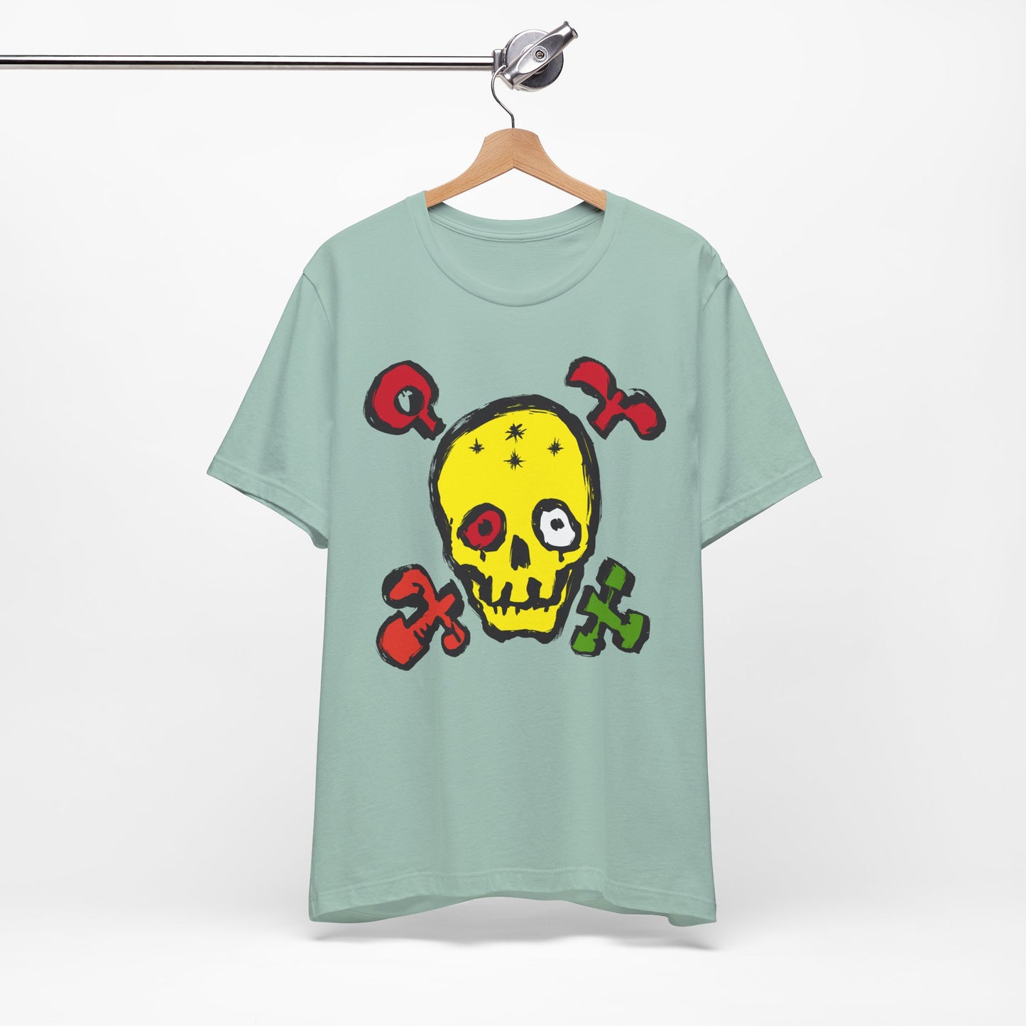 Yellow Skull Graphic Design Tee, Skull Shirt, Vintage Tees, Art Design T-Shirt, Vintage Graphic Tee, Art Shirts with Skulls