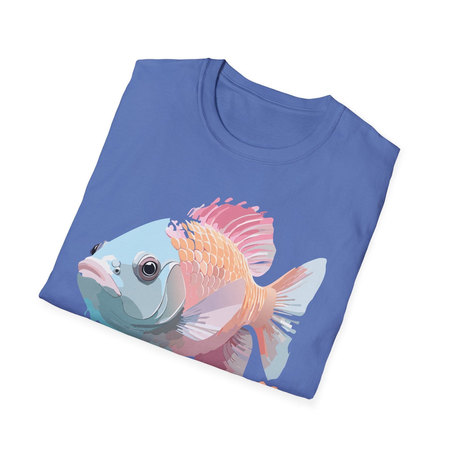 Fish Art Design Shirt Unisex Graphic Tee 100 Percent Ring Spun Cotton Softstyle Gildan 64000