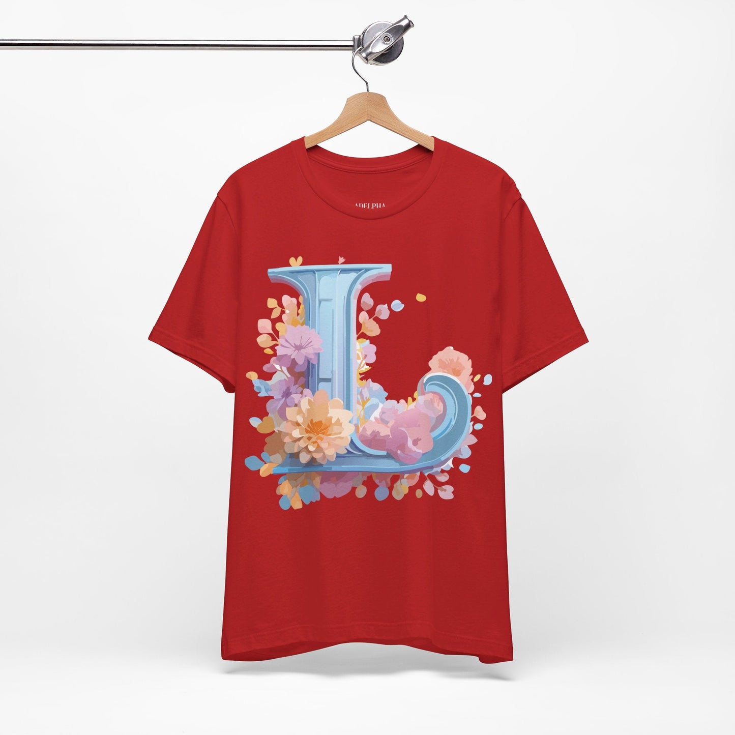 Unisex Letter L Graphic Tee Vintage Inspired Artwork Adelpha Short Sleeve Shirt Premium
