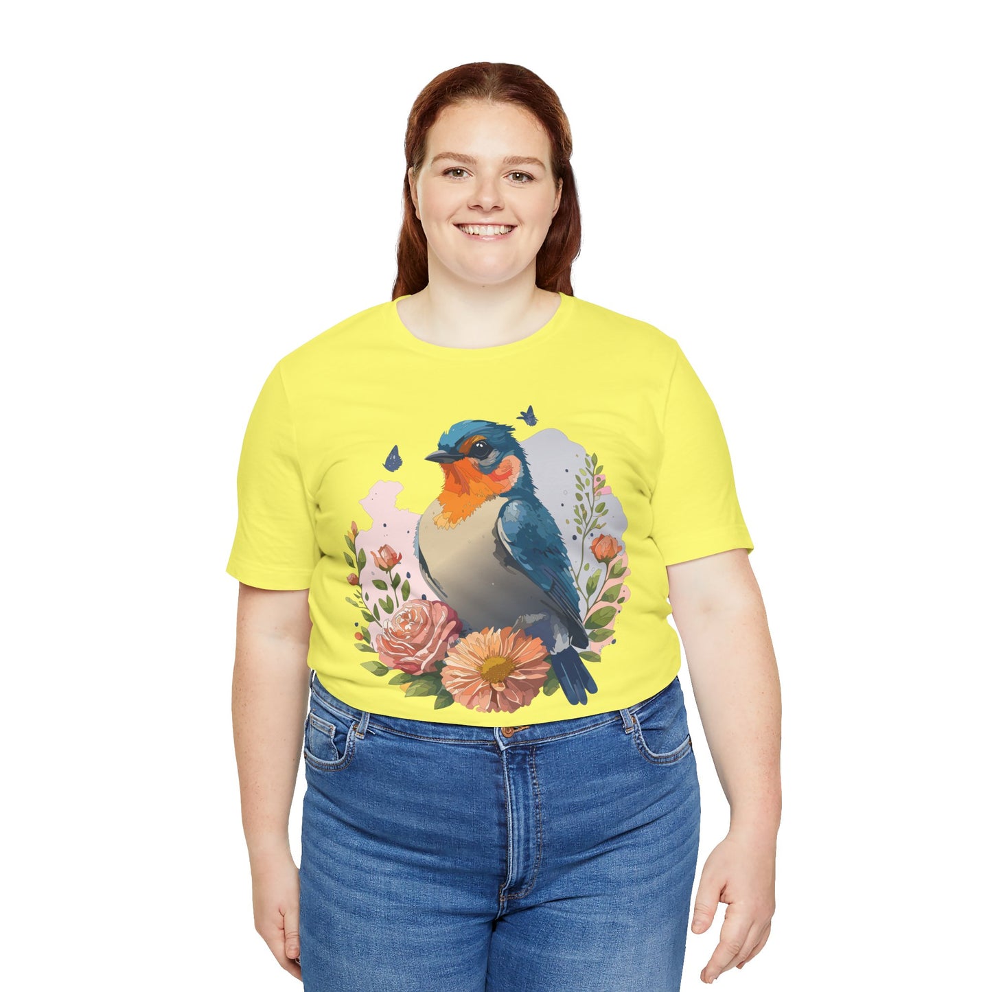 Floral Bird Tee, Animal Shirt, Bird Shirt, Floral Tee, Flower T-shirt, T-Shirt with Animal