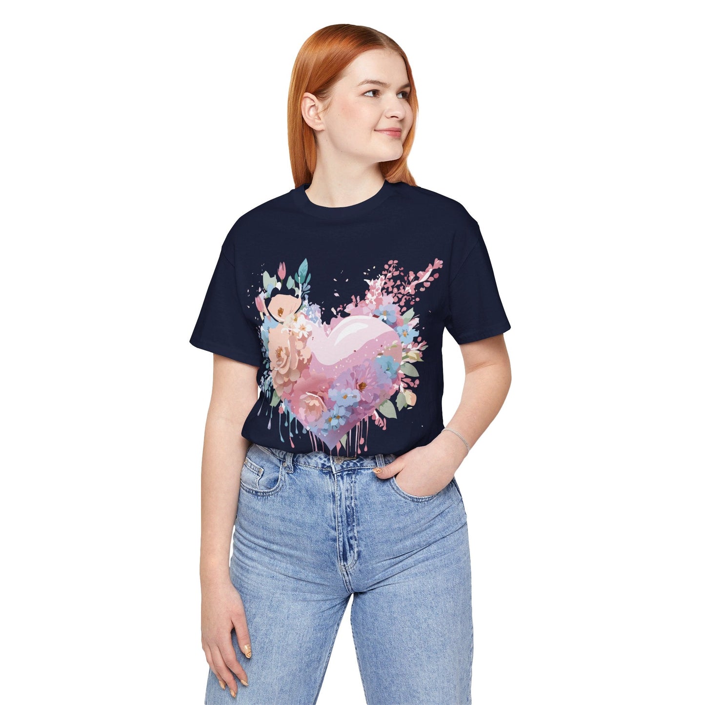 Valentine Day Graphic Unisex 100 Cotton Vintage Artwork with Love and Flower Design Tee 28